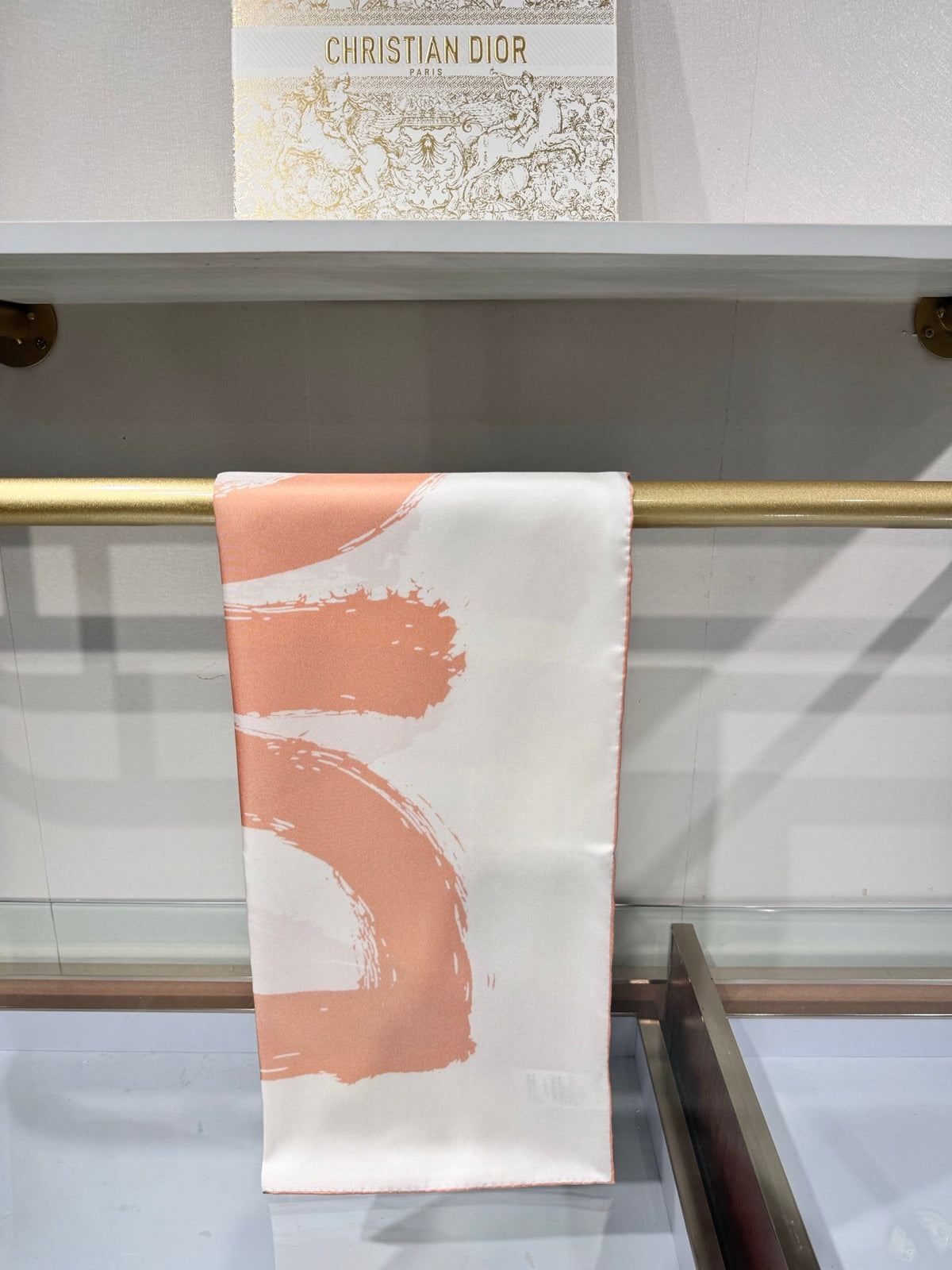 Dior 2026 Scarf 90cm White Pink Silk 187337