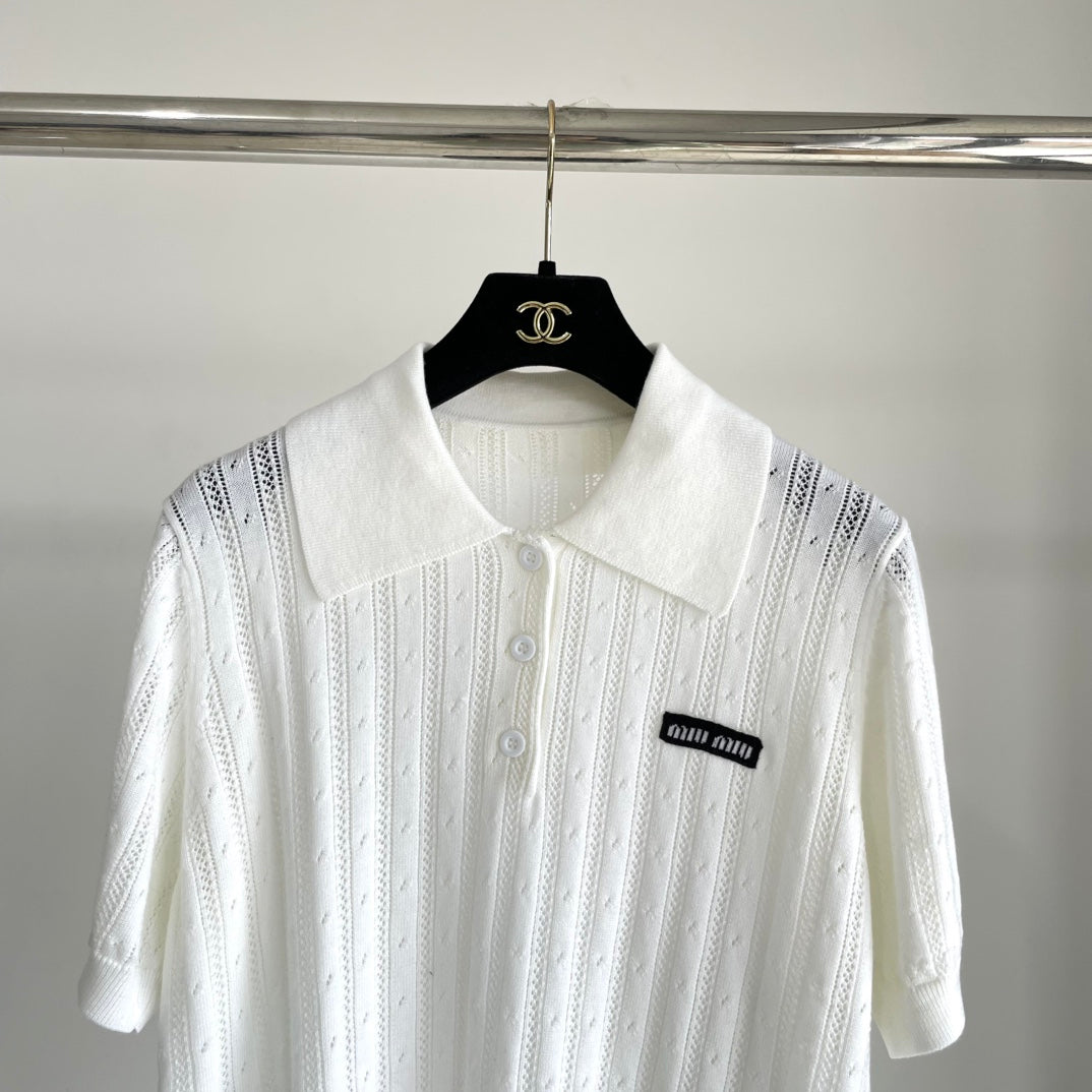 Miu 25 Polo T- Shirt White Wool 232683