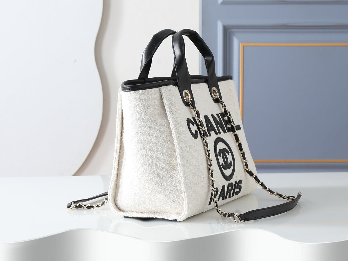 Chanel 2026 Large Deauville Shopping Tote 39cm Canvas Leather