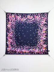 CC 25 Scarf 90CM In Navy Blue Purple Colorful Cashmere 293049