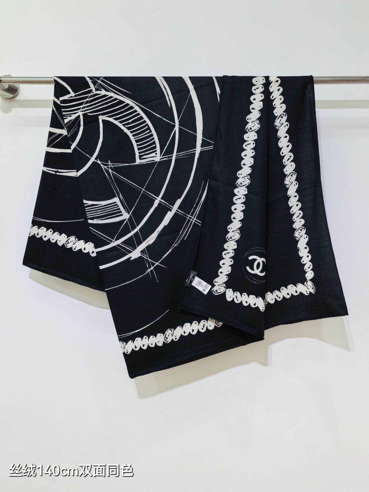 CC 25  Scarf 140CM Black Cashmere 293086