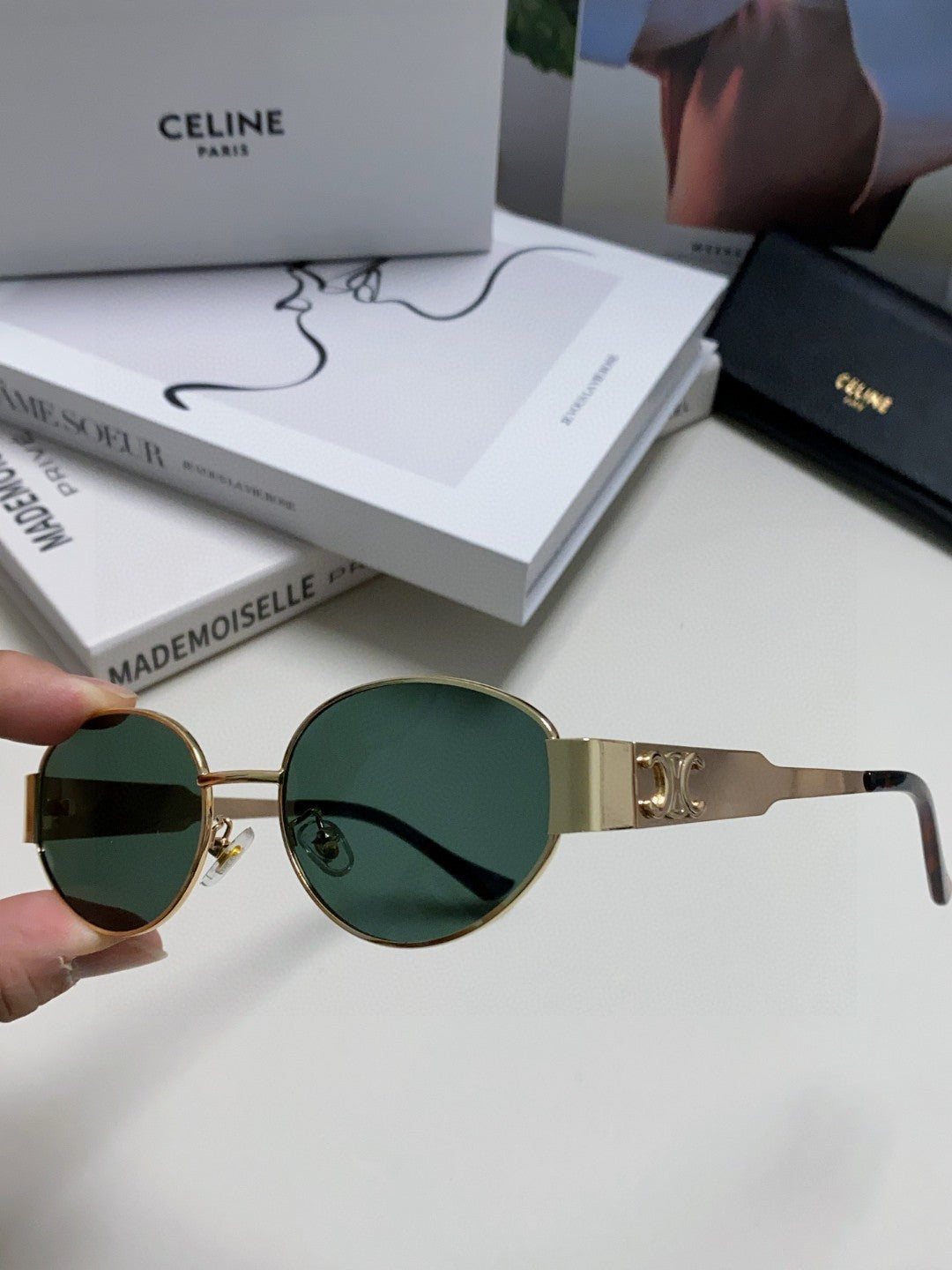 TRIOMPHE SUNGLASSES 548596 IN METAL BLACK LENSES