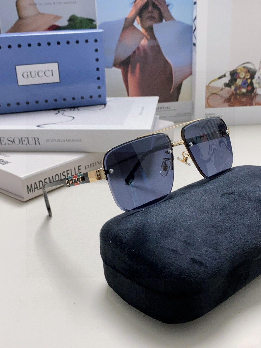 RECTANGULAR FRAME SUNGLASSES 576873 IN METAL