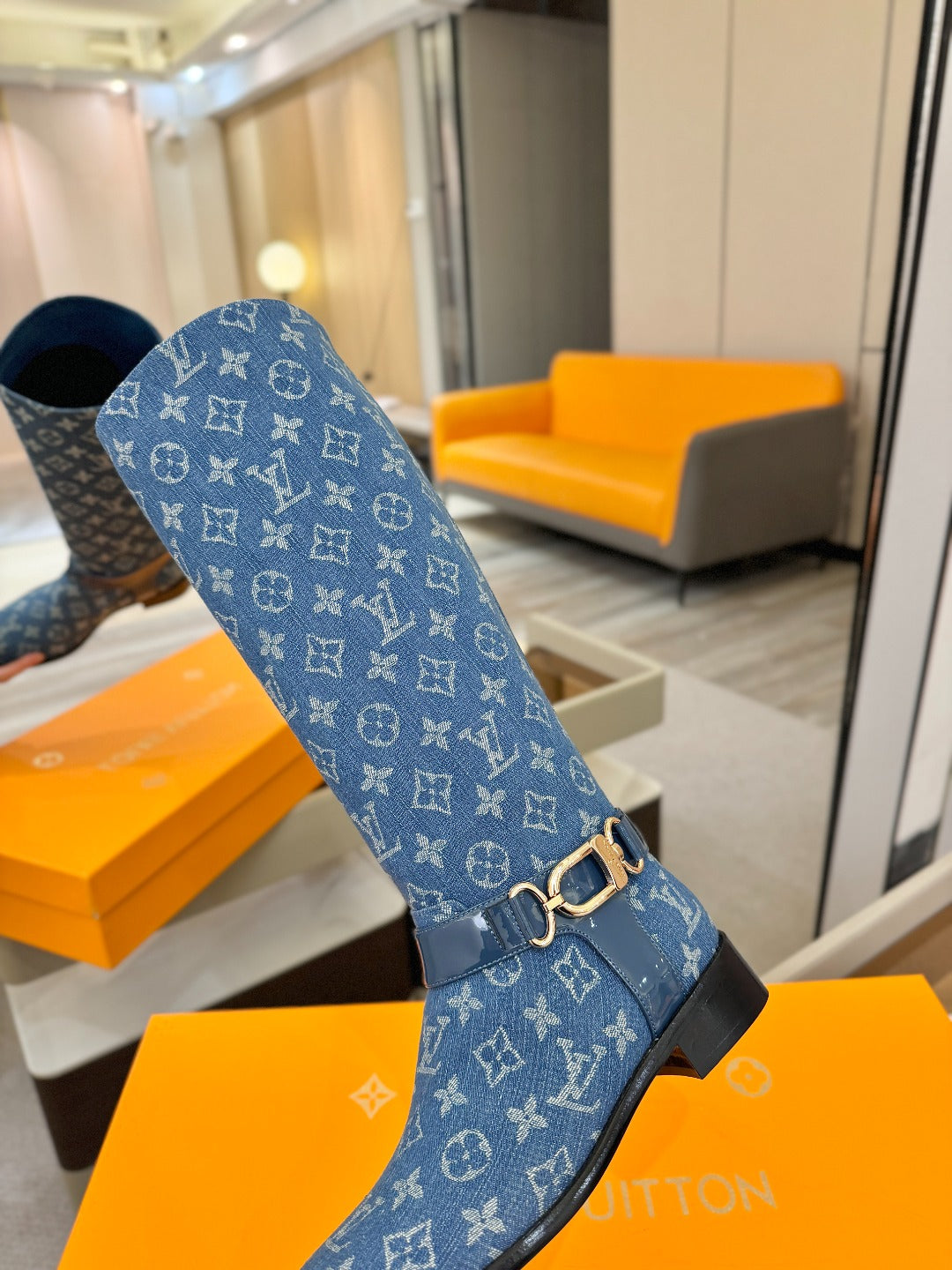 LV 25 Martin Boots 30 Blue Denim 573886