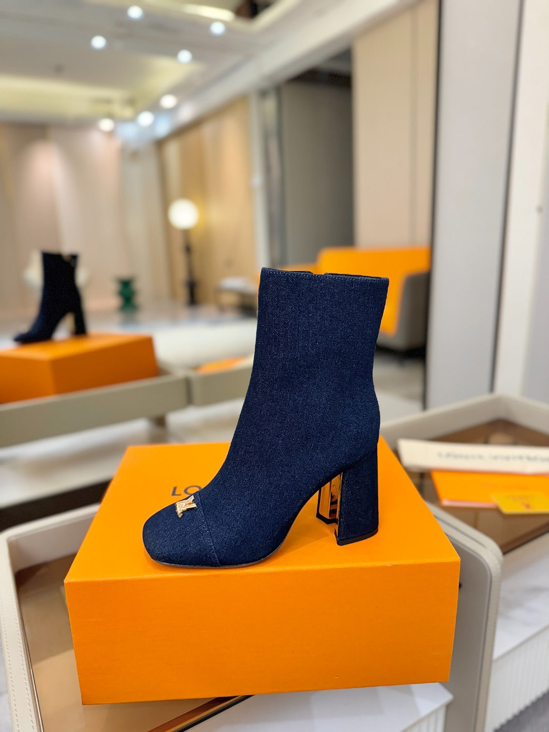LV Ankle Boots 90 Dark Blue Denim 573718