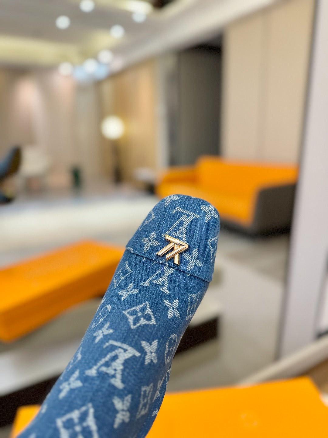 LV  High Boots 85 Monogram Blue Denim 573735