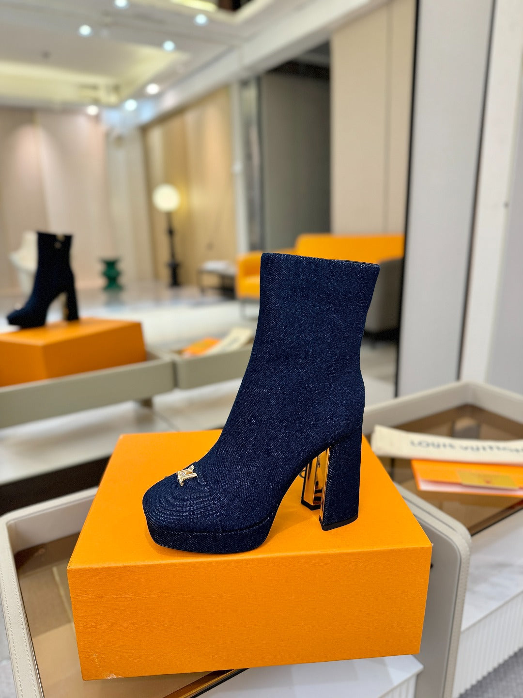 LV Ankle Boots 110 Dark Blue Denim 573723