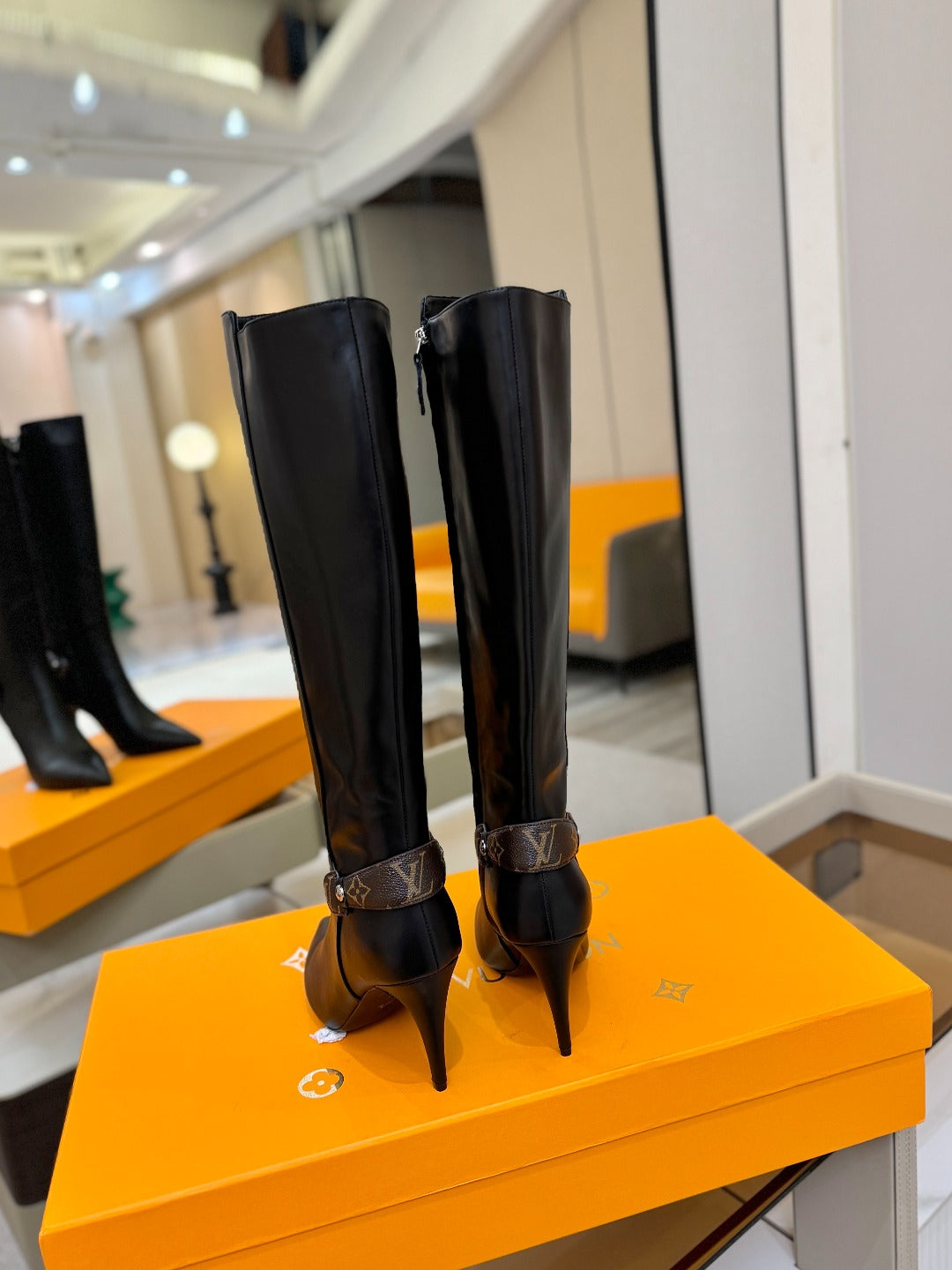 LV 25 Long Boots 90 Black Calfskin 573875