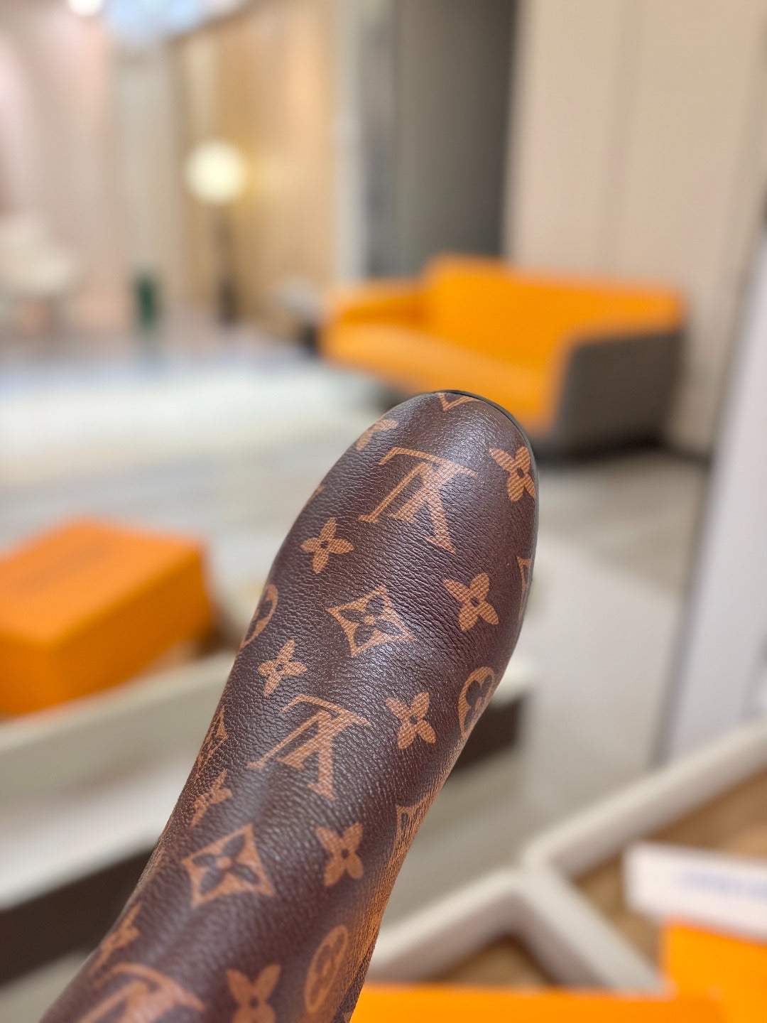 LV Ankle Boots 75 Monogram Brown Sheepskin 573729