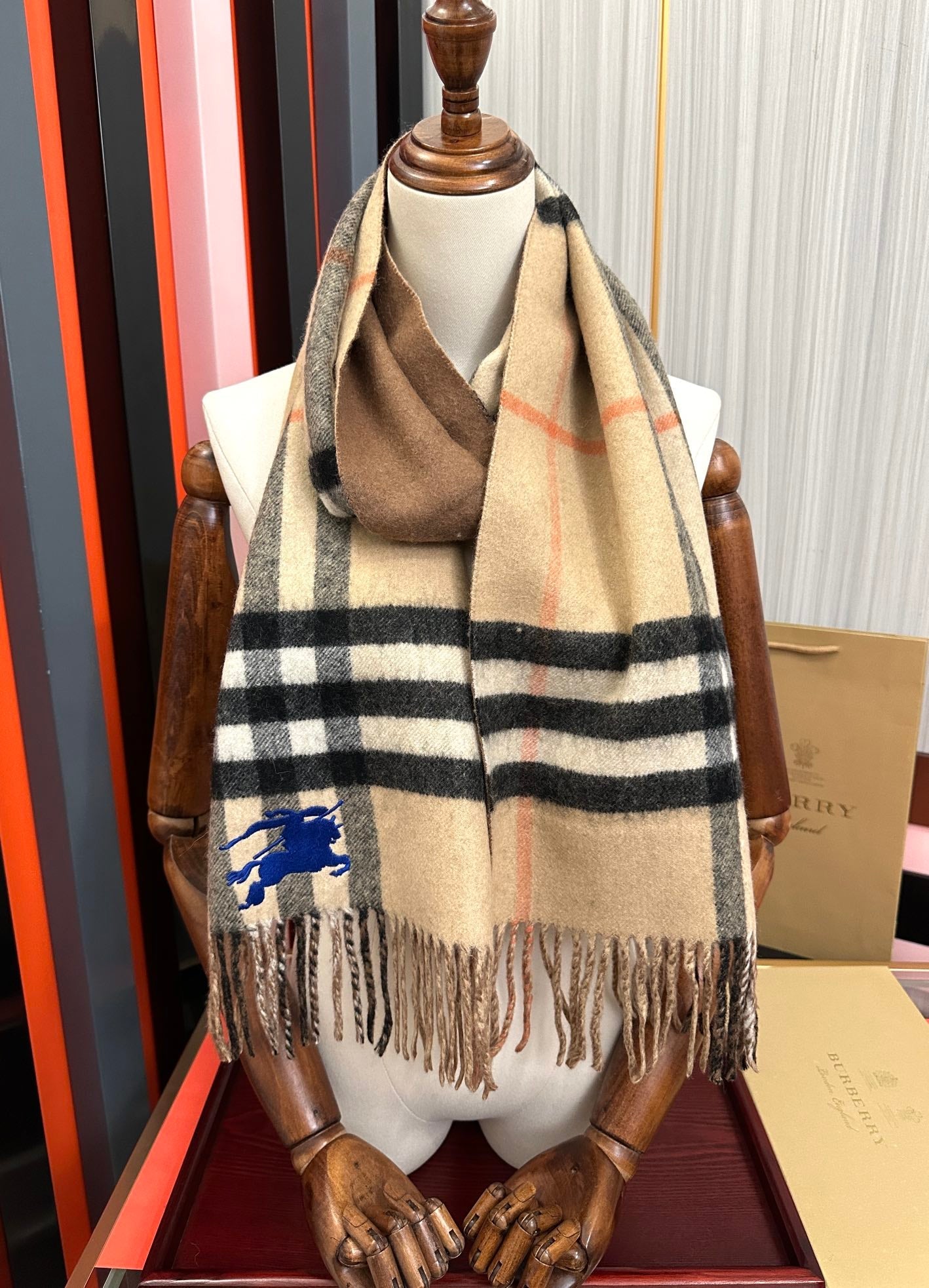 BBR Double-Sided Scarf 160CM Beige Cashmere 292959