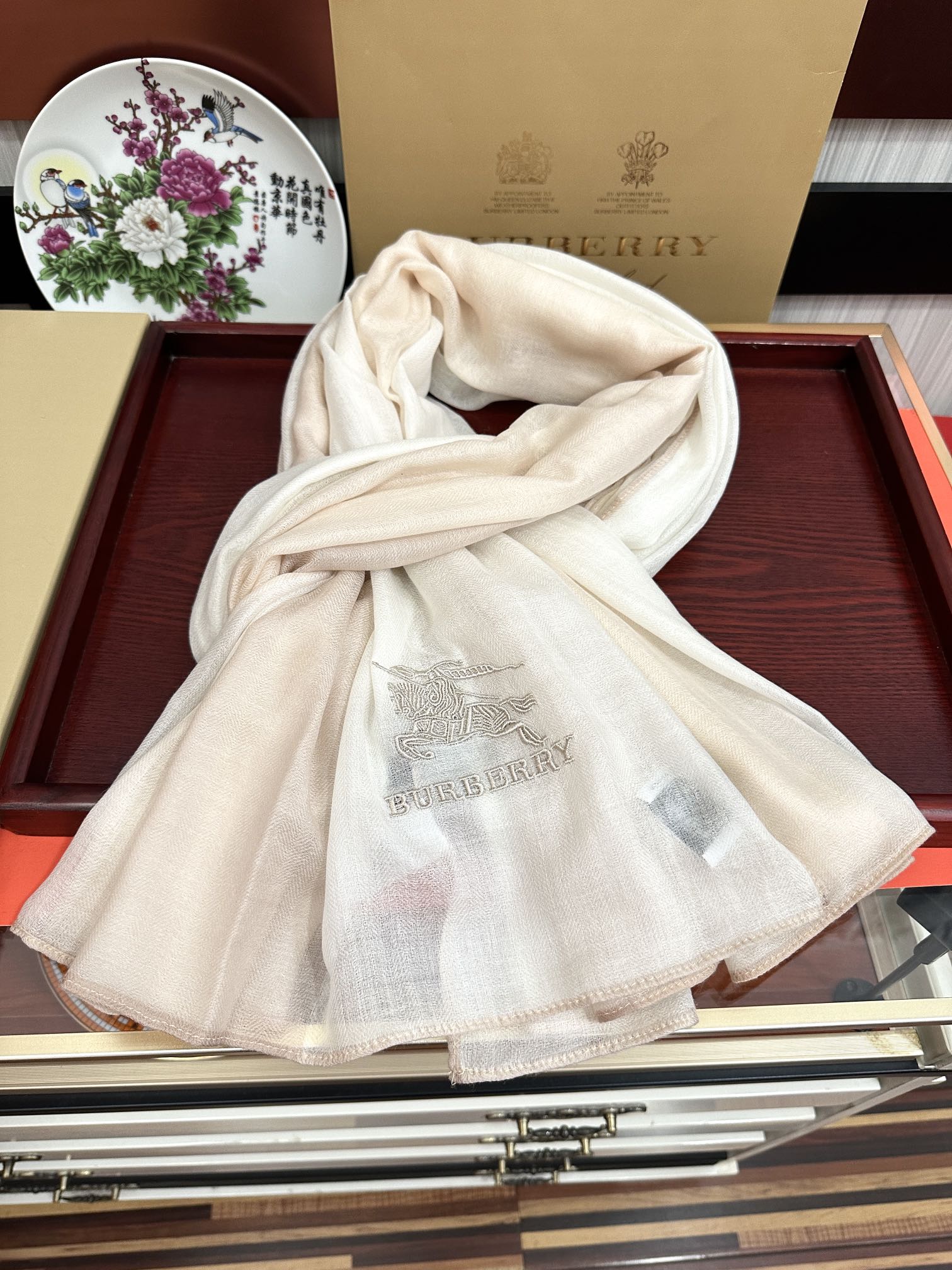 BBR Double-Sided Scarf 200CM Light Beige White Cashmere 292976