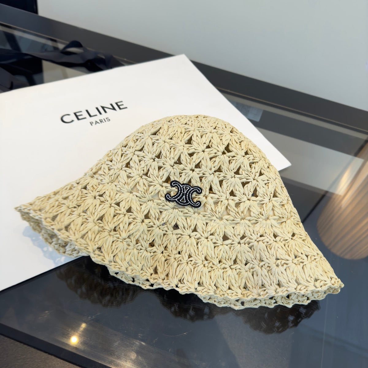 Celine Openwork Straw Hat 360697
