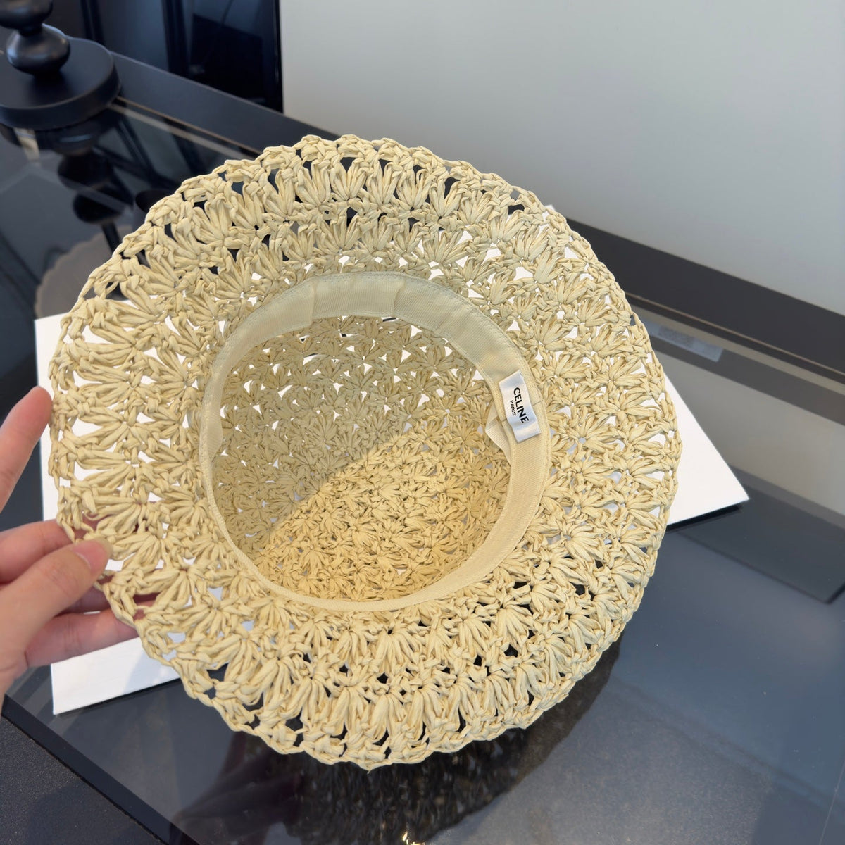 Celine Openwork Straw Hat 360697
