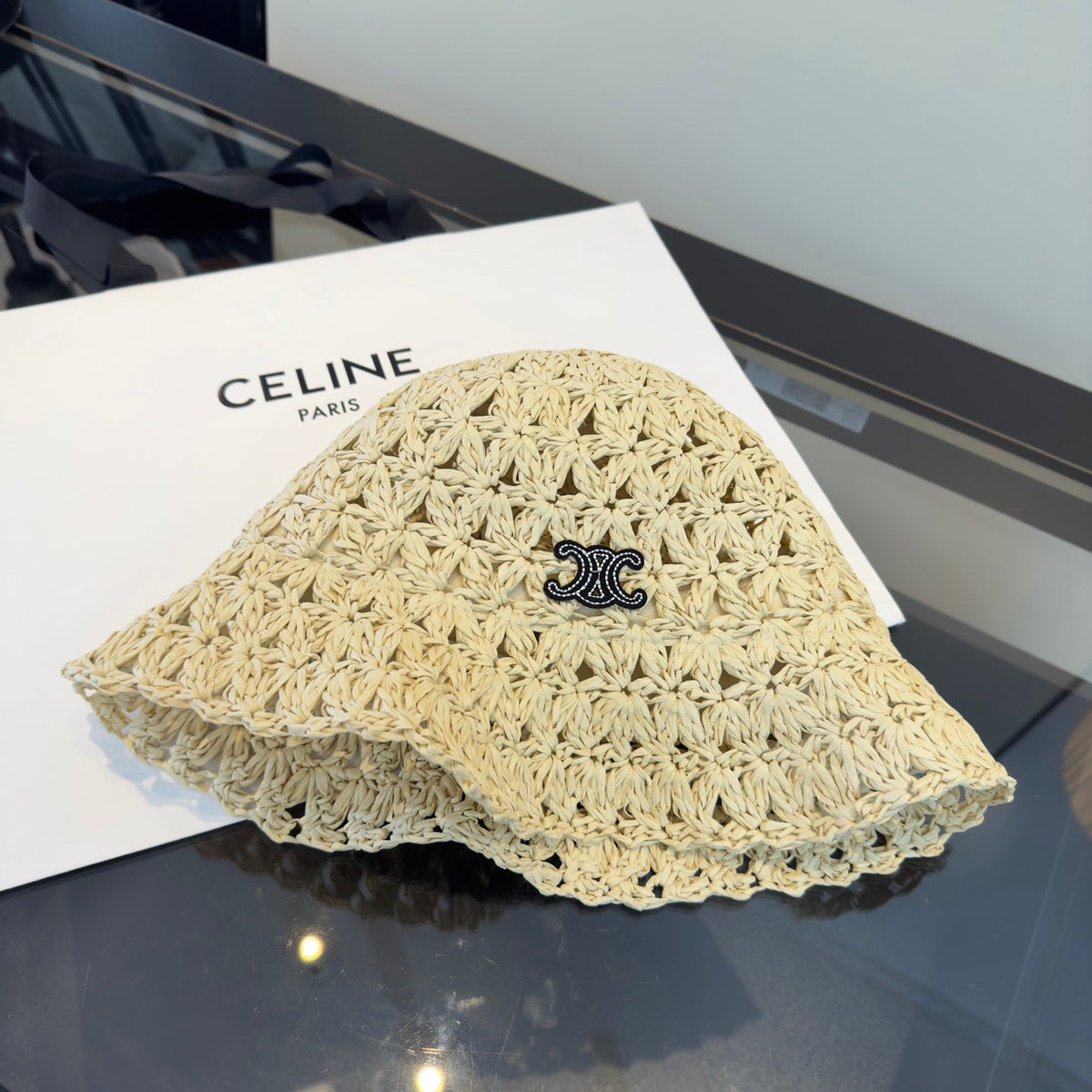 Celine Openwork Straw Hat 360697