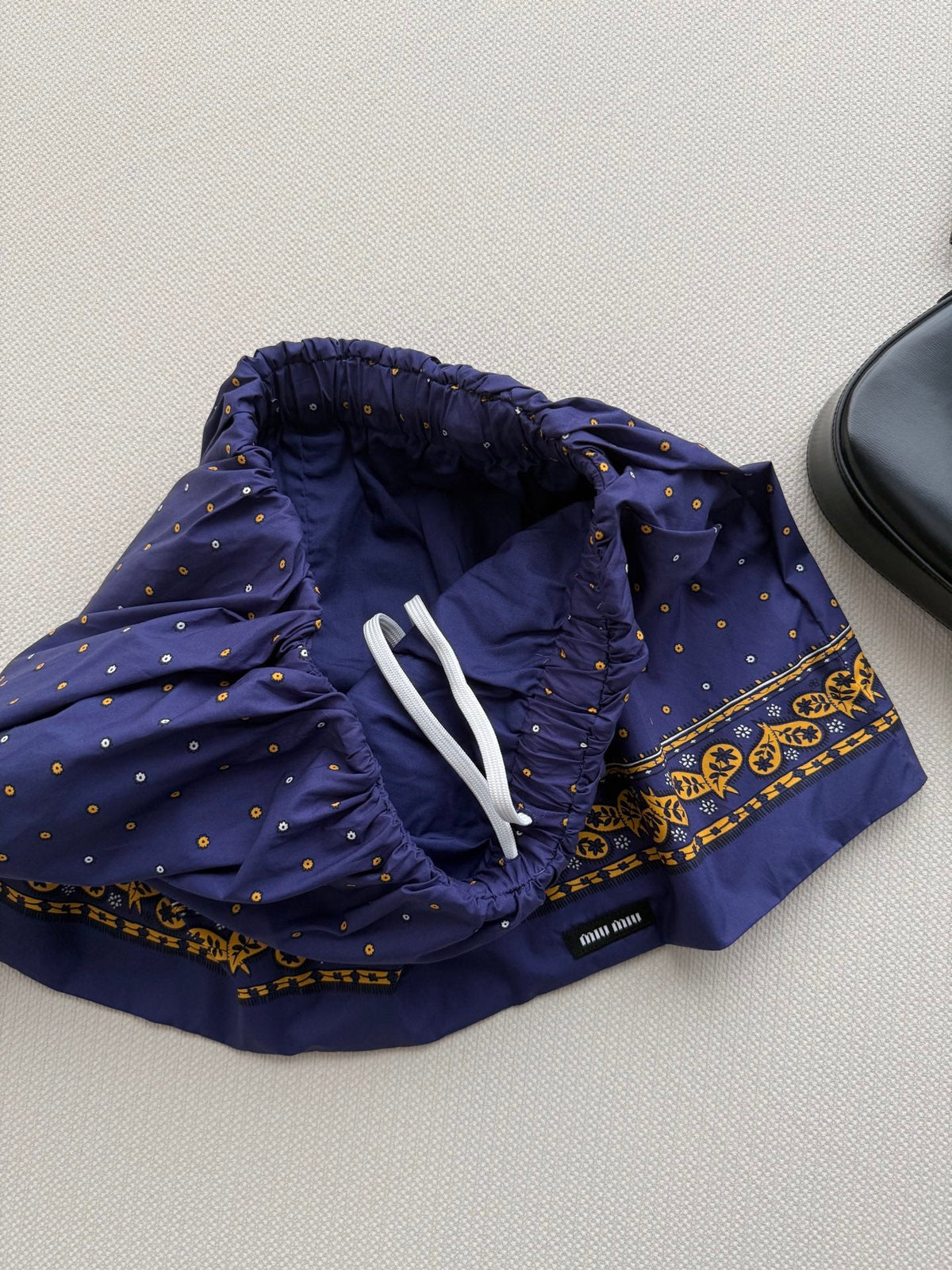 MiuMiu 2026 Strapless Top And Skirt Navy Cotton 641183