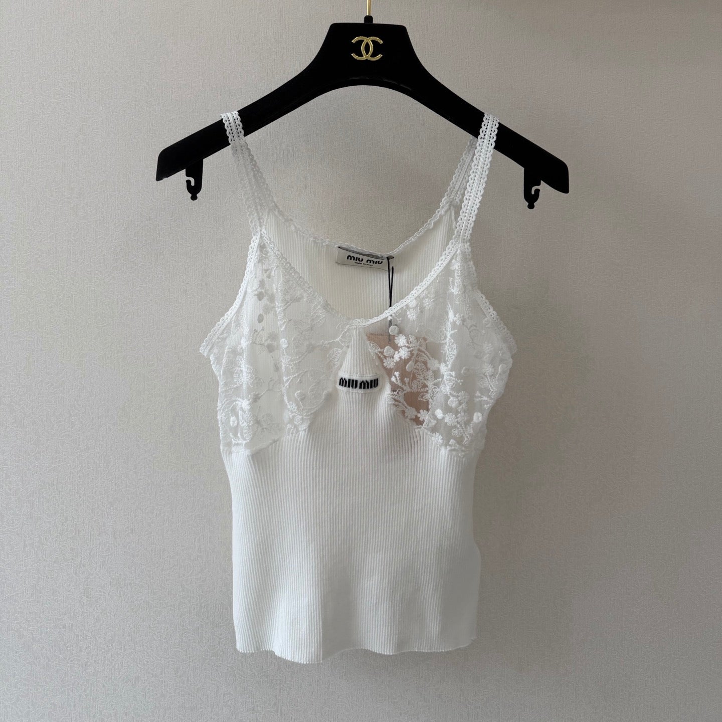 Miumiu 2026 Camisole White Lace Cotton 394789