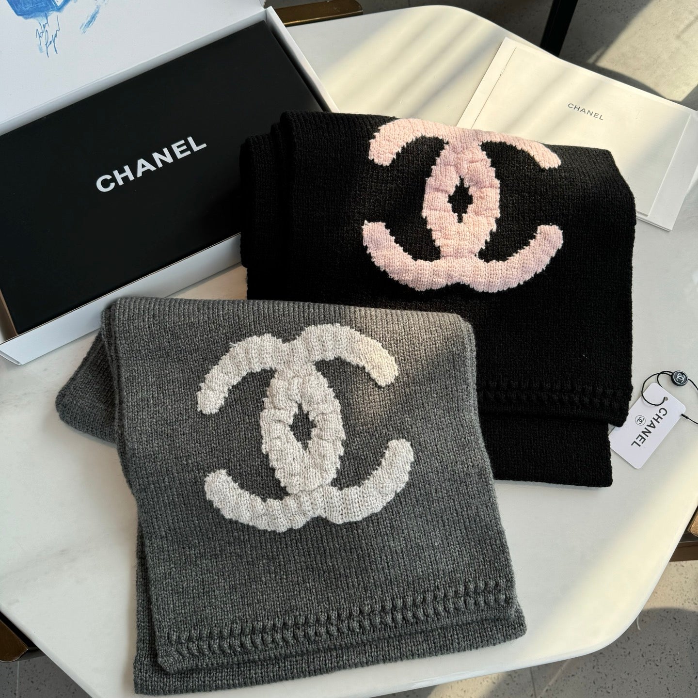 CC 25 Scarf 170cm Black Pink Wool 968533