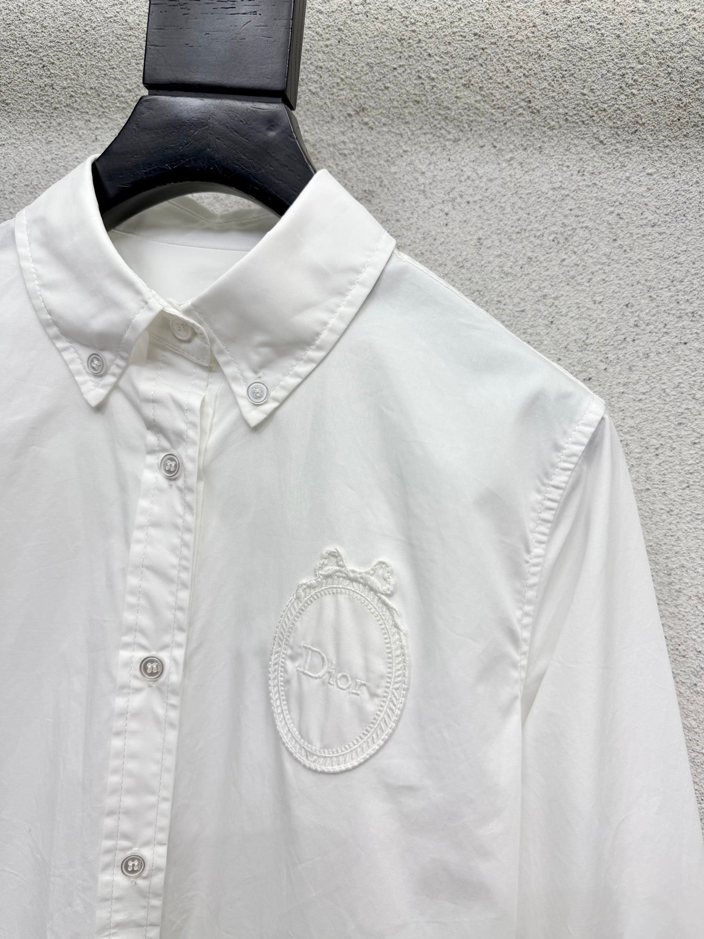 Dior 2026 Embroidered Logo Shirt White Cotton 374551