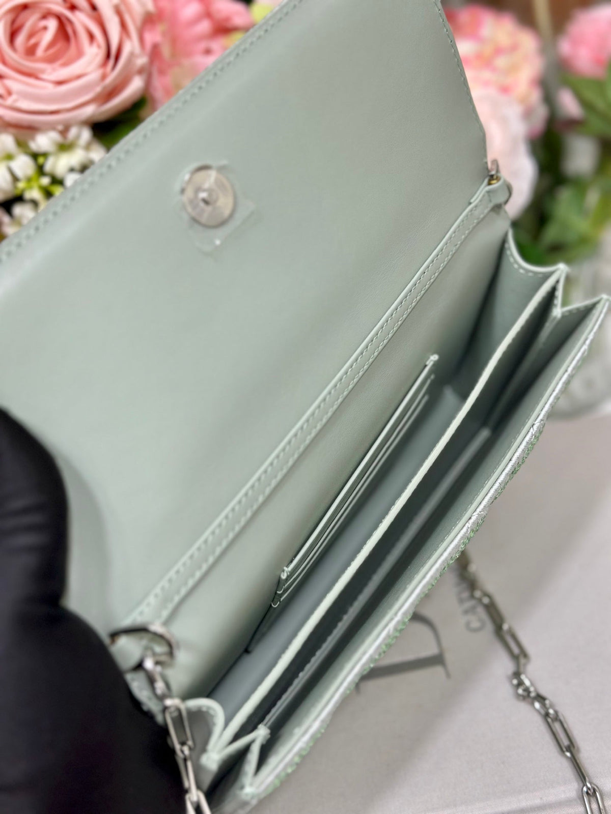 Dior 2026 My Dior Bag 21cm Green Cannage Satin and Strass