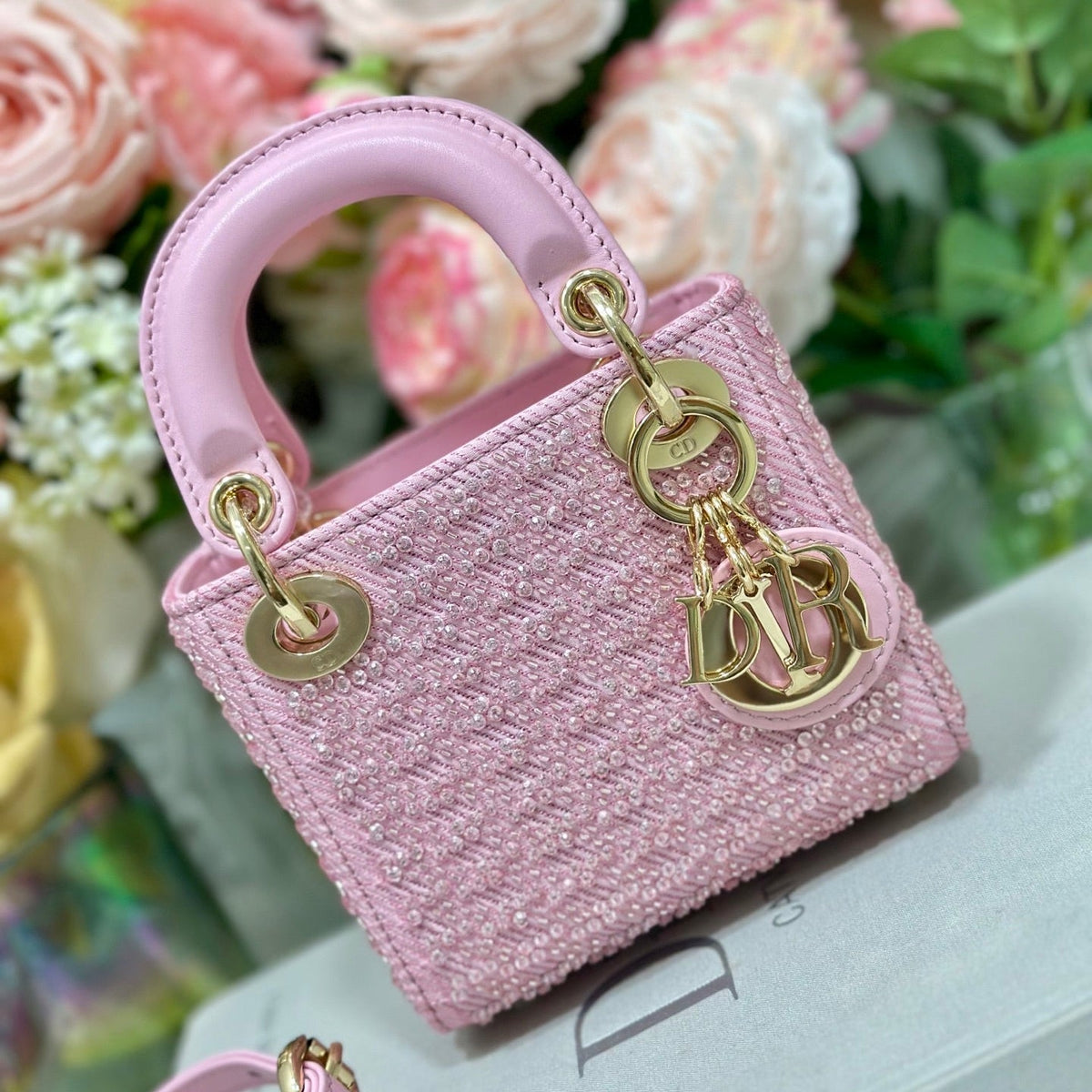 Dior 2026 Lady Dior Bag With Chain 12cm Canvas Leather 406831