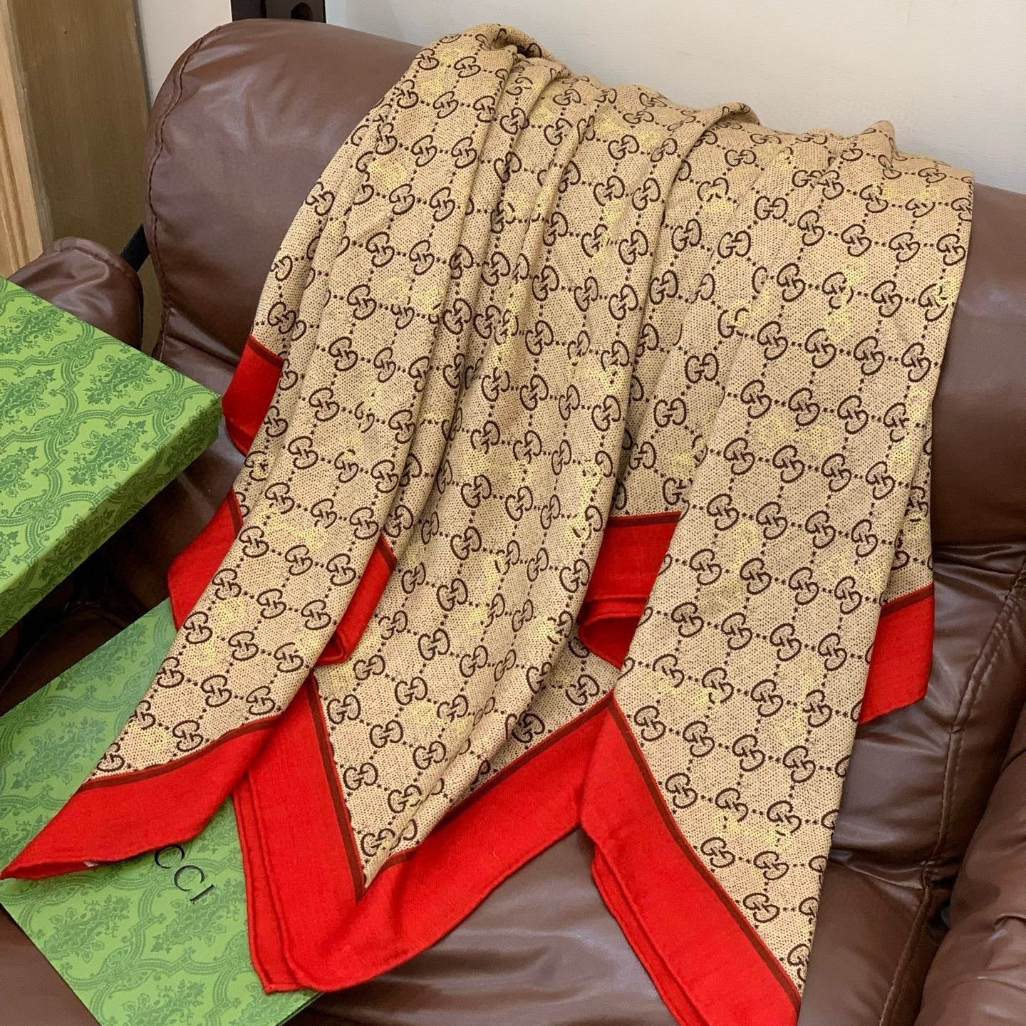 GG Classic 135CM Beige Red Cashmere 287699