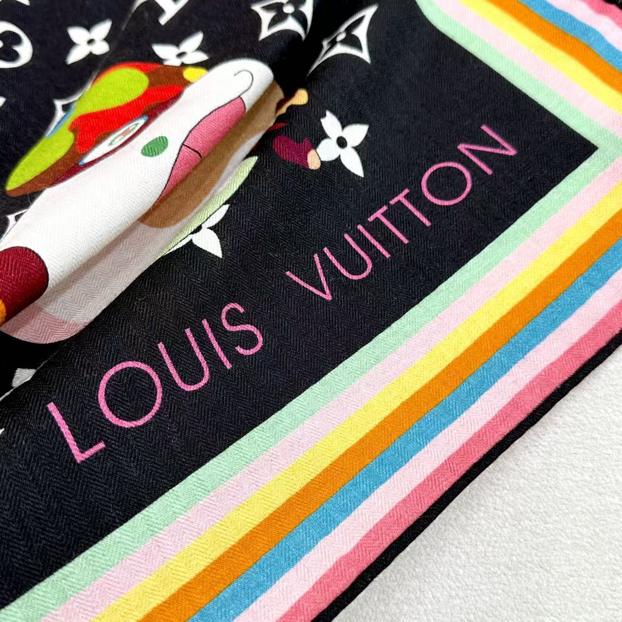 LV x TM SUPERFLAT 140cm Black Multicolor Silk Wool 978740