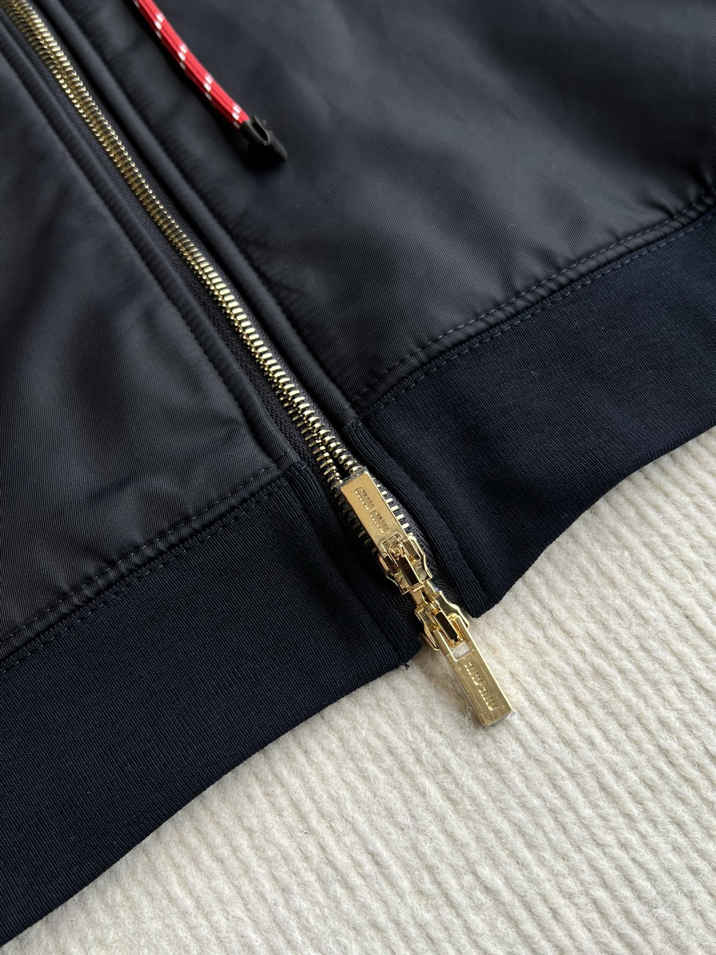 Miu Miu 25 Drawstring Jacket Navy Blue Cotton