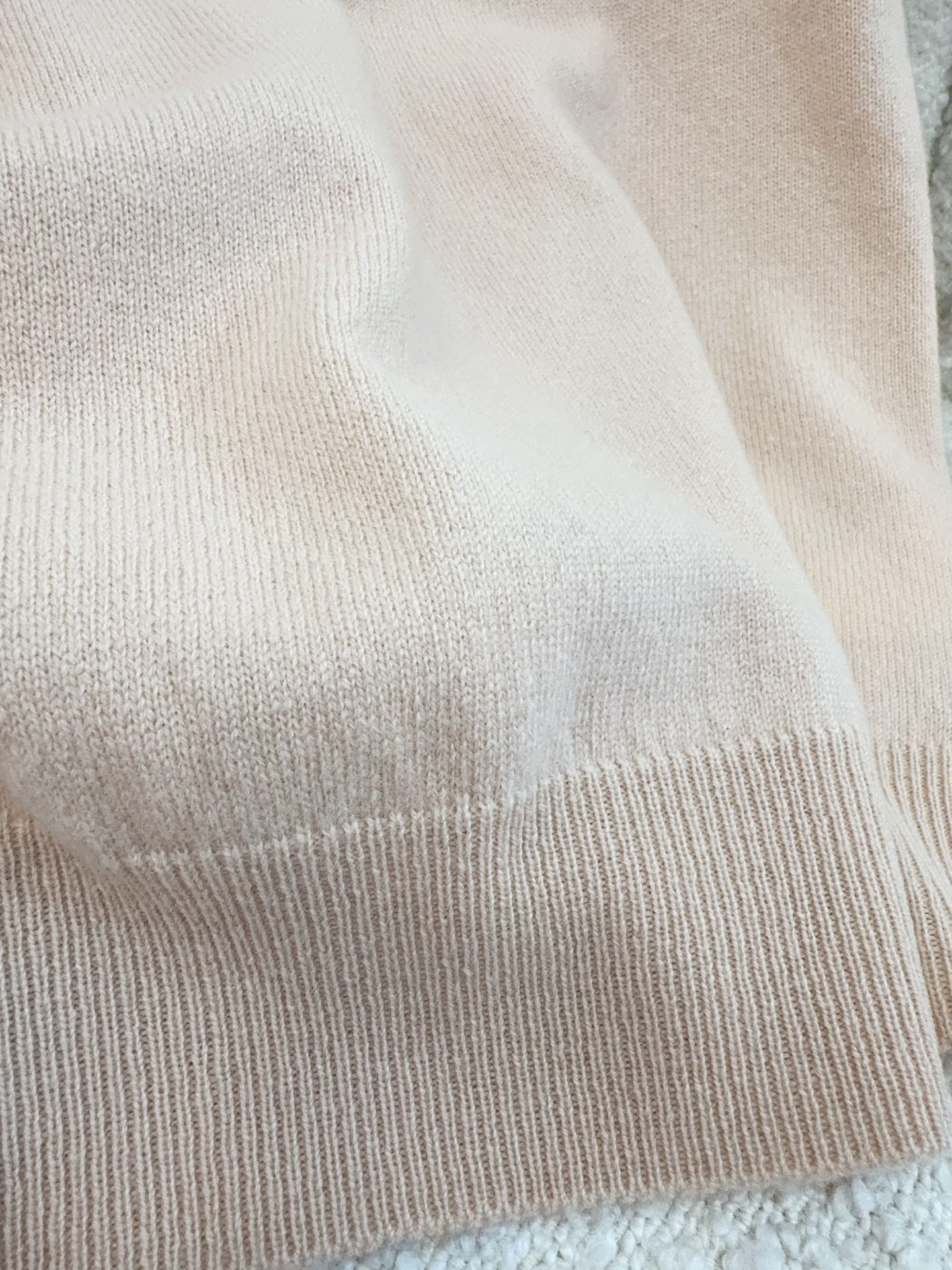 Miu Miu 25 Striped Polo Short-sleeved Sweatshirt Beige Cashmere