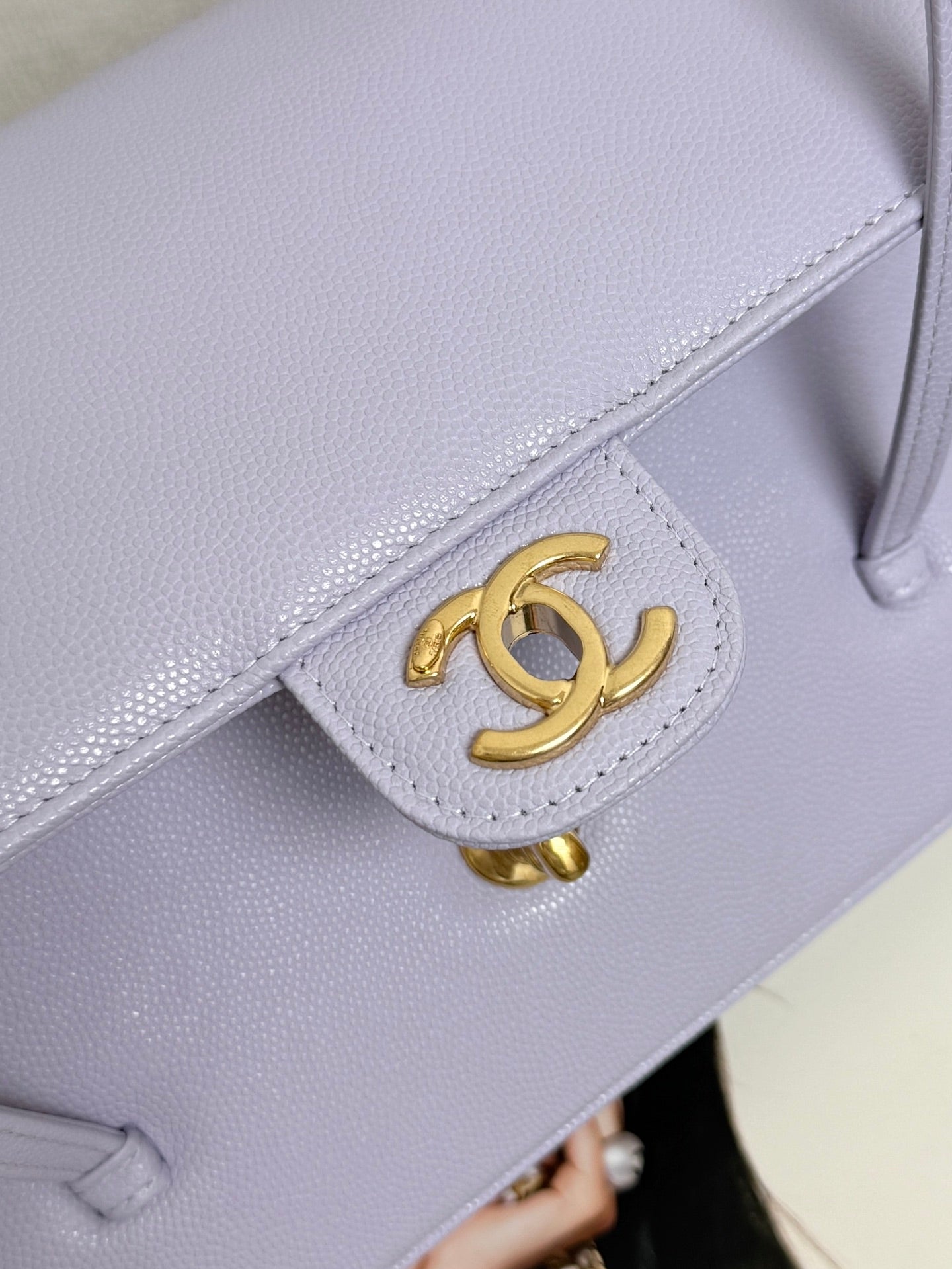 Chanel 2026 Preppy Coco Shoulder Bag Purple Caviar Leather Gold Hardware