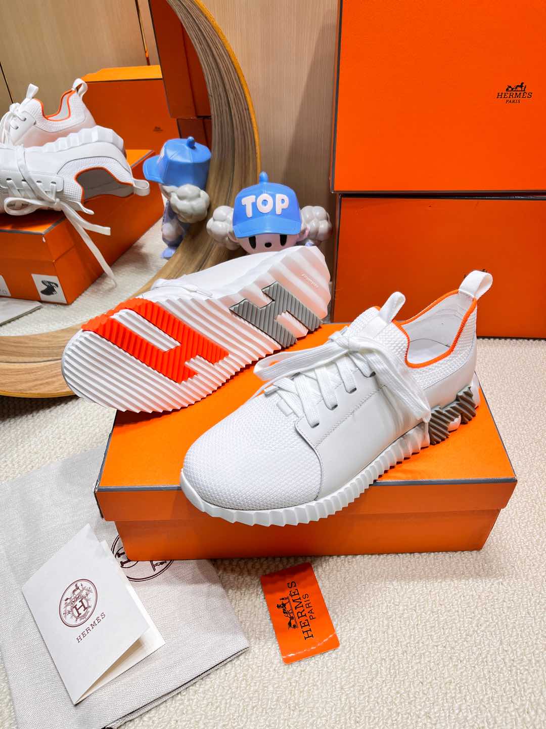 HM Depart slip-on Sneaker White Knitted fabric and Calfskin 206328