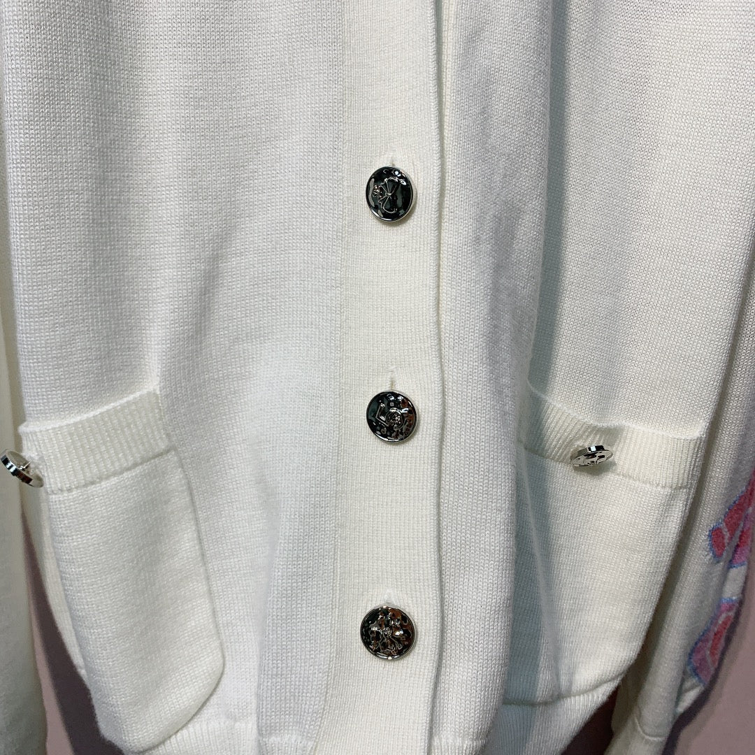 CC 25 Cardigan White And Black Cotton 287524