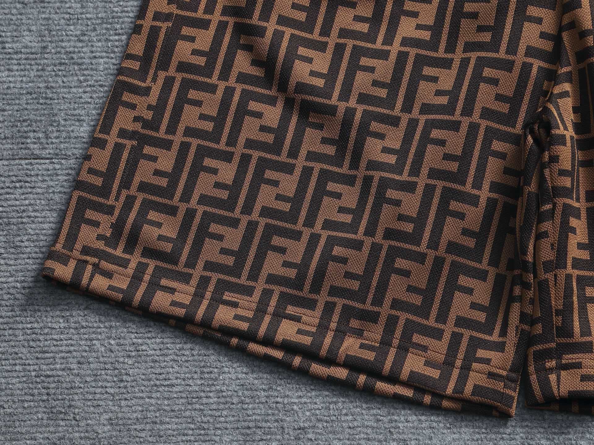 Fendi 2026 Men's Shorts Black Brown Monogram Cotton Blend 829767