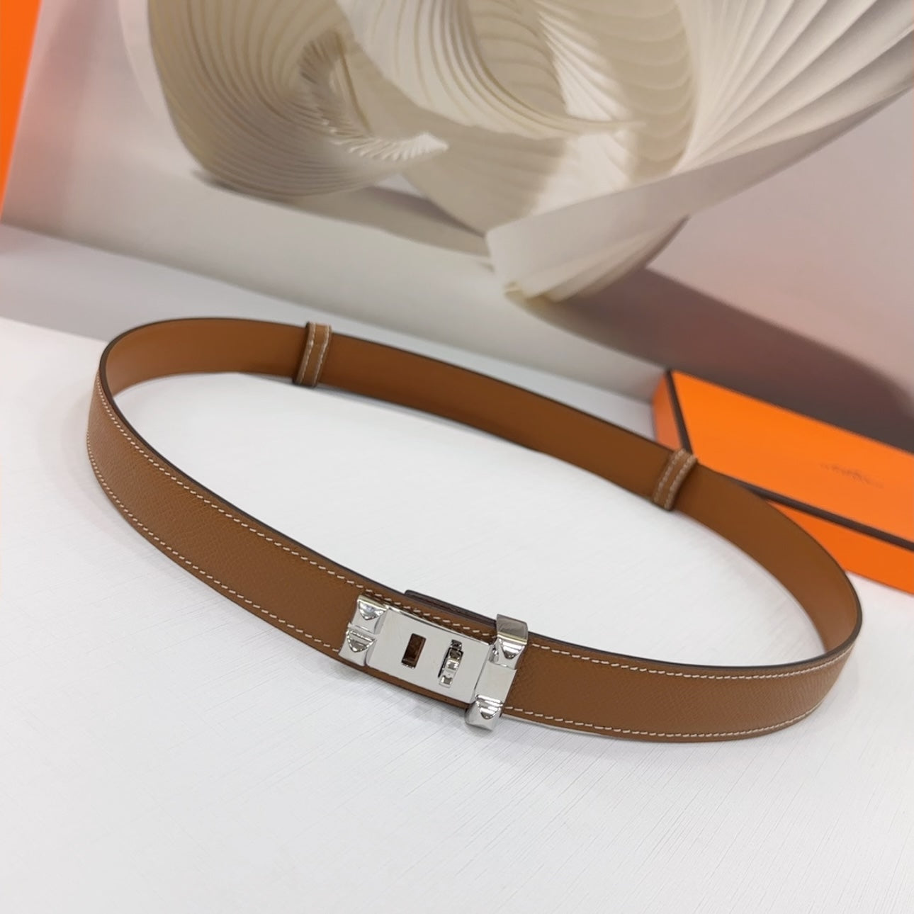 Collier De Chien Belt 30mm Gold Epsom Silver Buckle