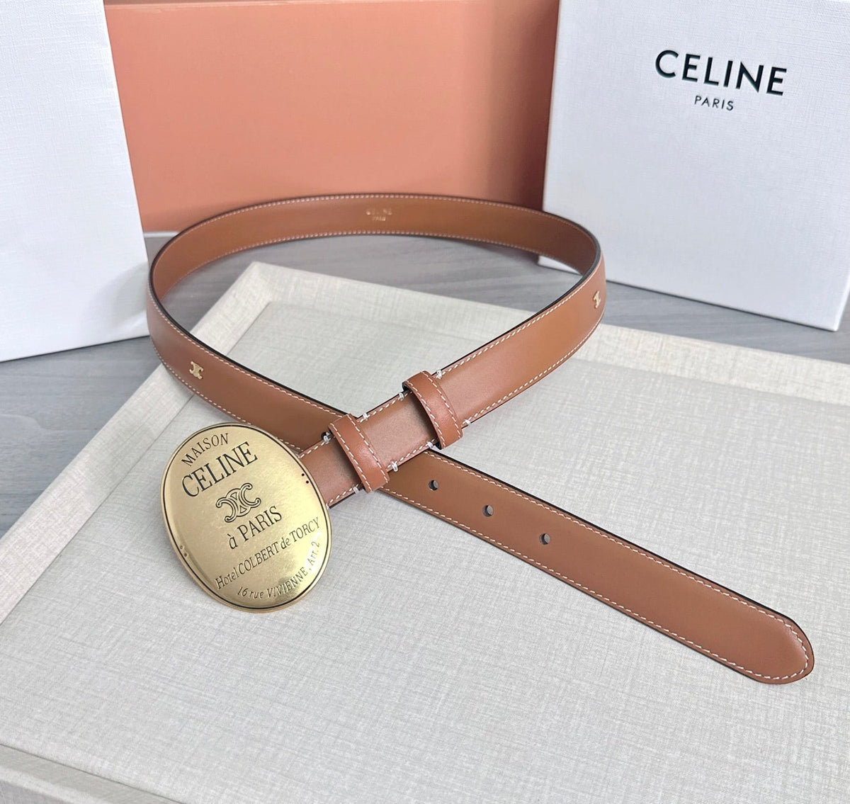 Celine 7.5cm Belt Buckle 2.5cm Width Calfskin