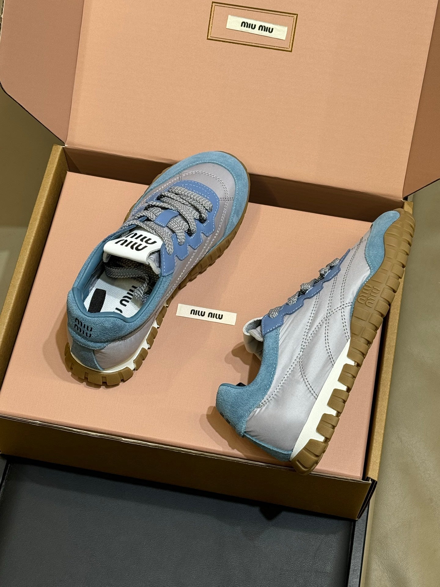 Miu Miu 2026 Tyre Sneaker Blue Technical Fabric And Suede 621353