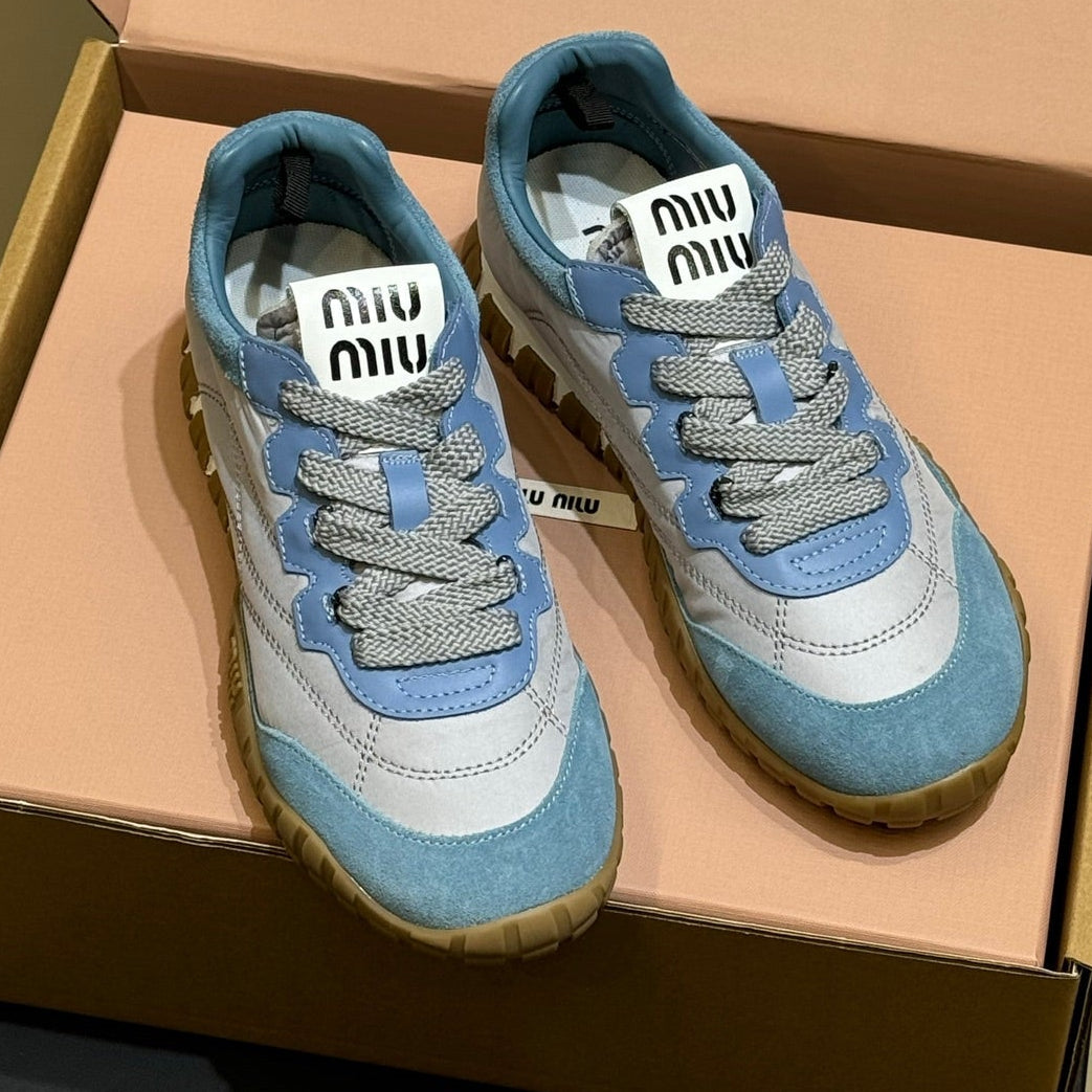 Miu Miu 2026 Tyre Sneaker Blue Technical Fabric And Suede 621353