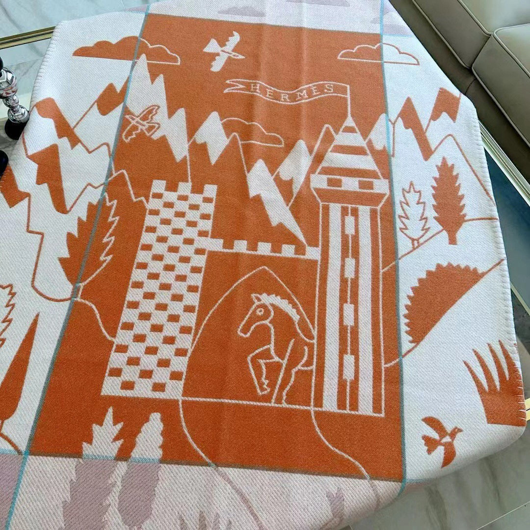 HM Avalon Epopee Blanket Orange Cashmere Wool 524203