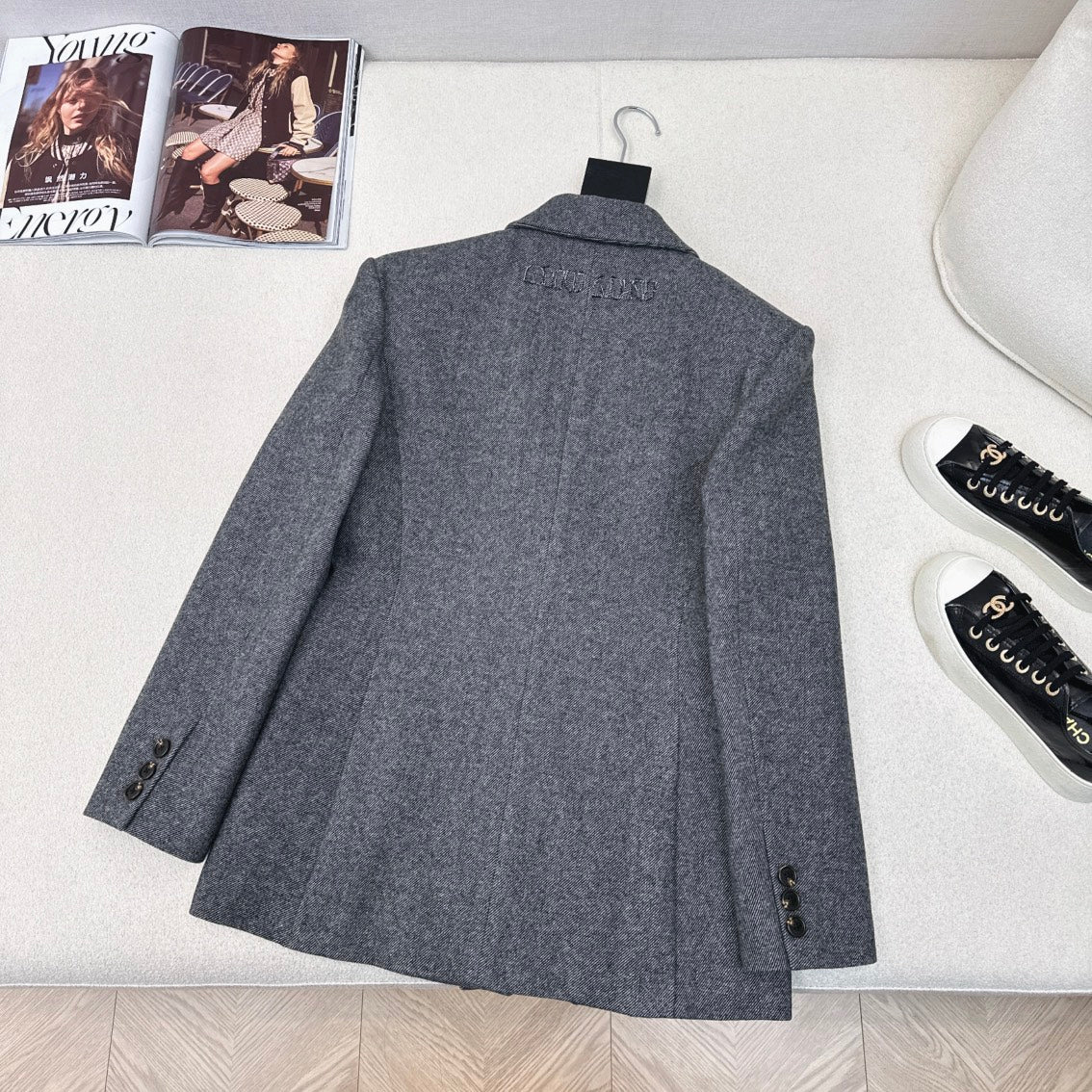 Miu Miu 25 Suit Jacket Gray Polyester Wool