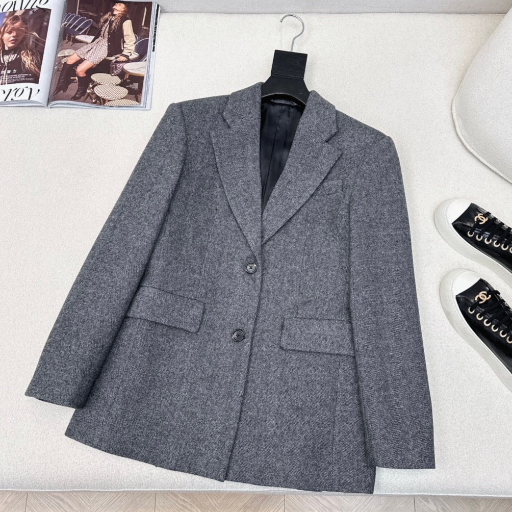 Miu Miu 25 Suit Jacket Gray Polyester Wool