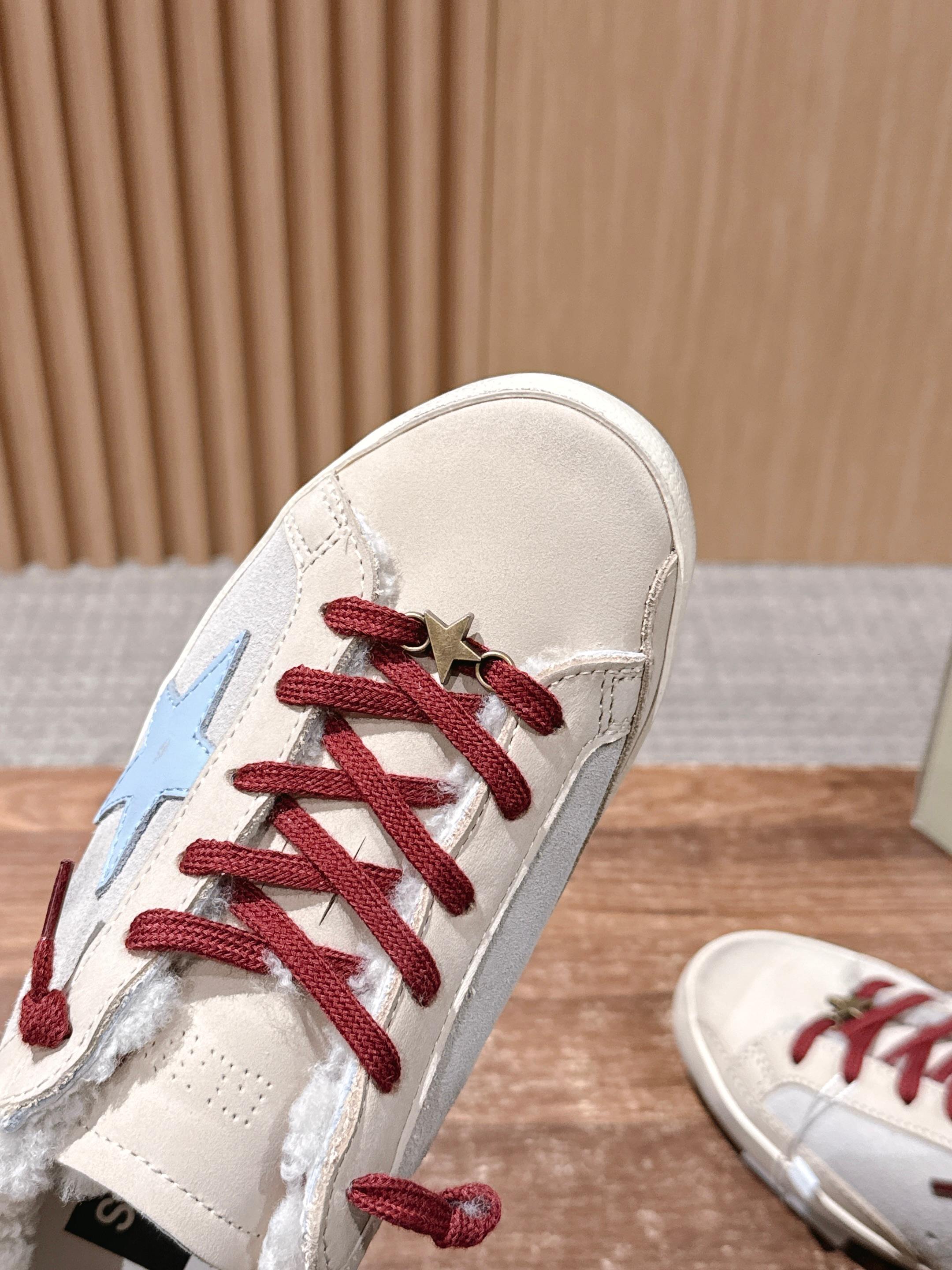 Golden Goose 2025 Wool-Lined Dirty Sneaker Beige Red mix Blue Suede 444267