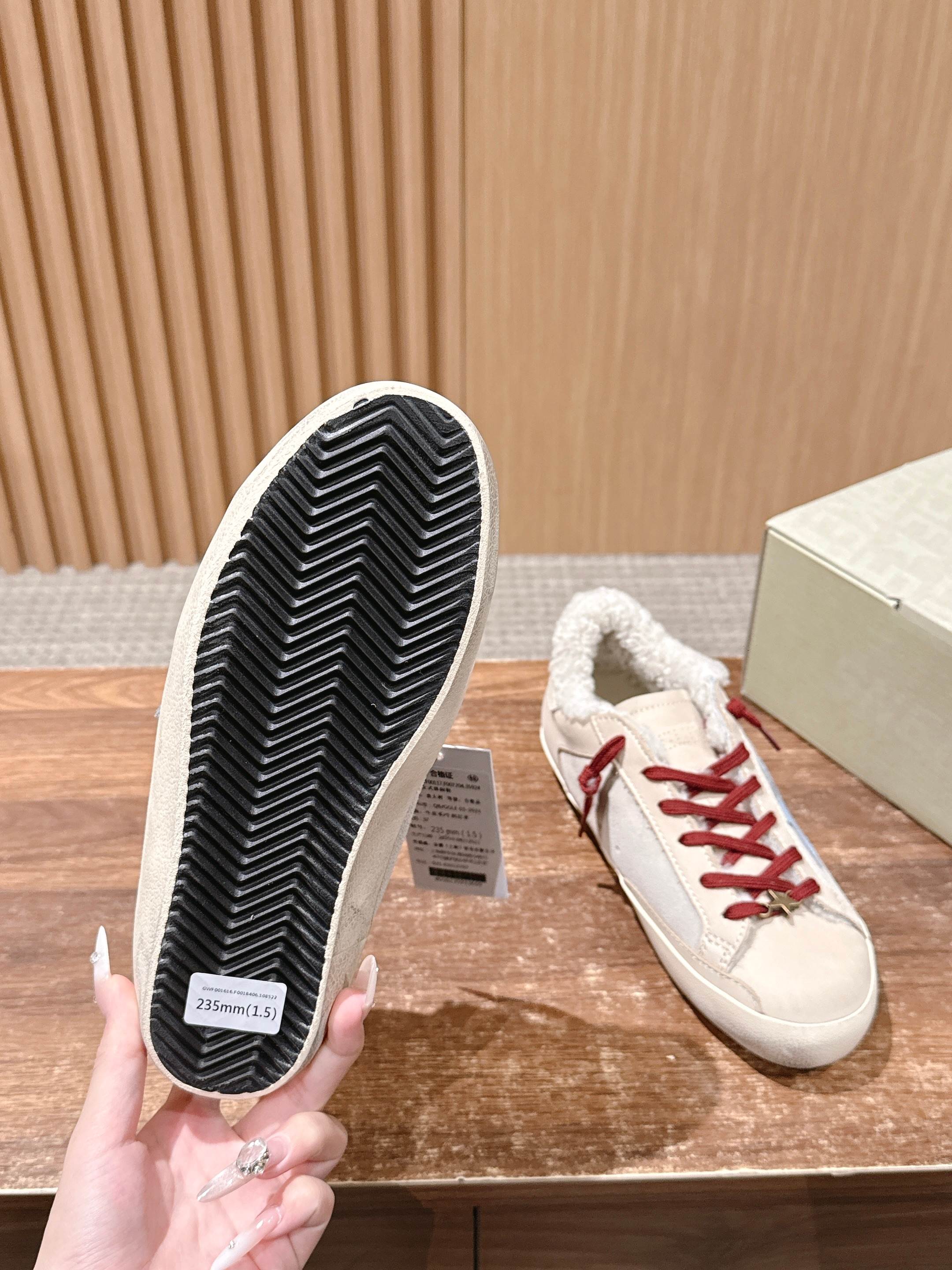 Golden Goose 2025 Wool-Lined Dirty Sneaker Beige Red mix Blue Suede 444267