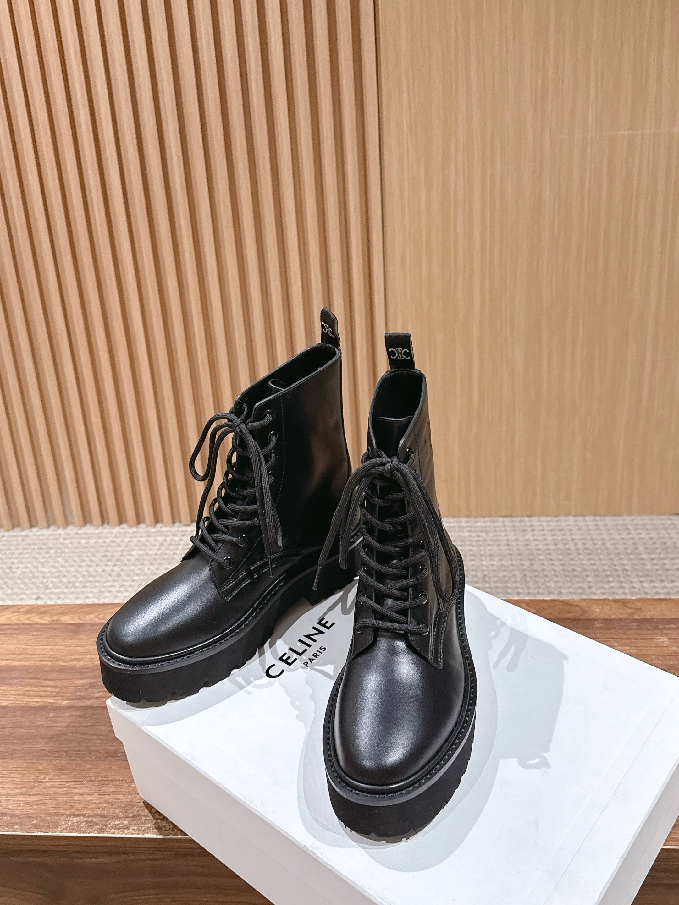Celine 25 Boot Black Calfskin 554009