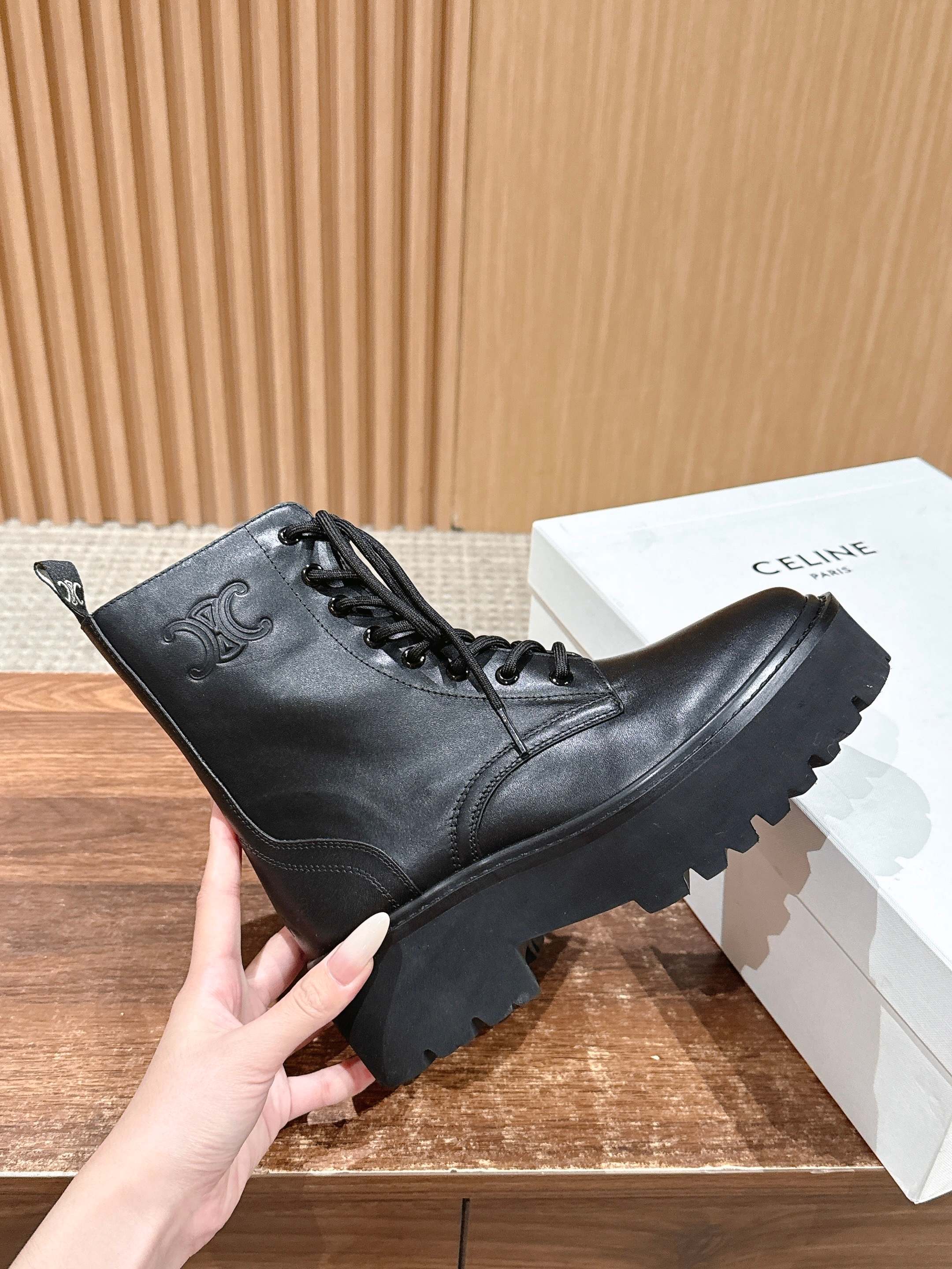 Celine 25 Boot Black Calfskin 554009
