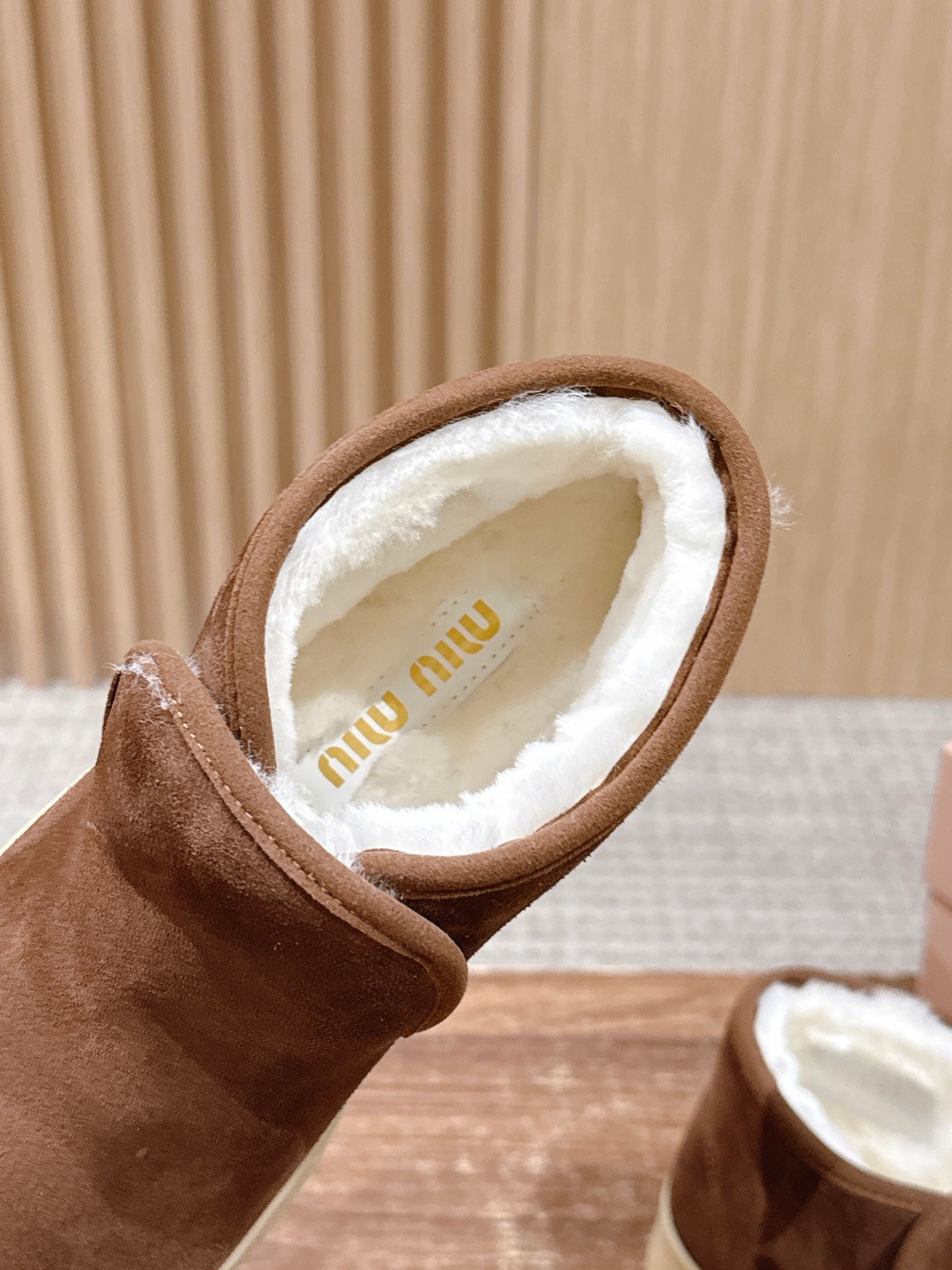 Miumiu 25 Slip-on Boot Brown Mix White Suede Wool 553705