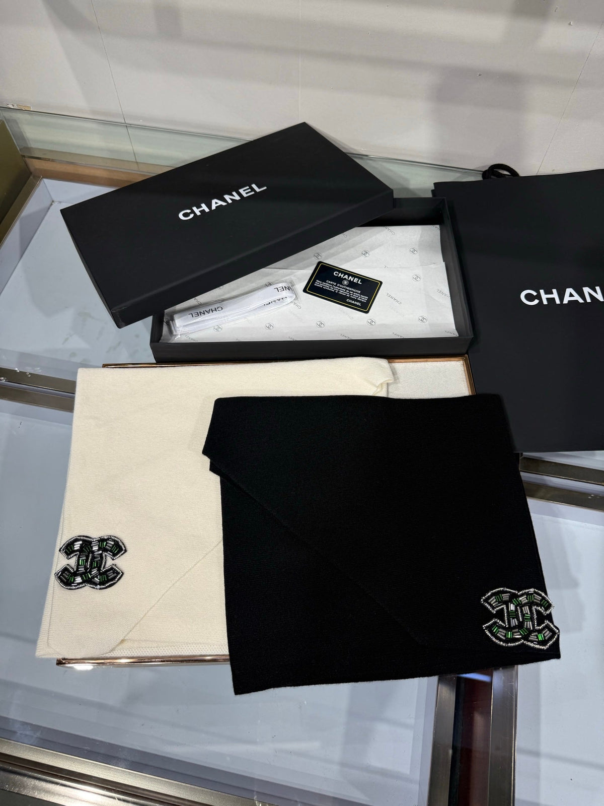 Chanel 2026 Logo CC Triangle Scarf 190cm Wool 217109