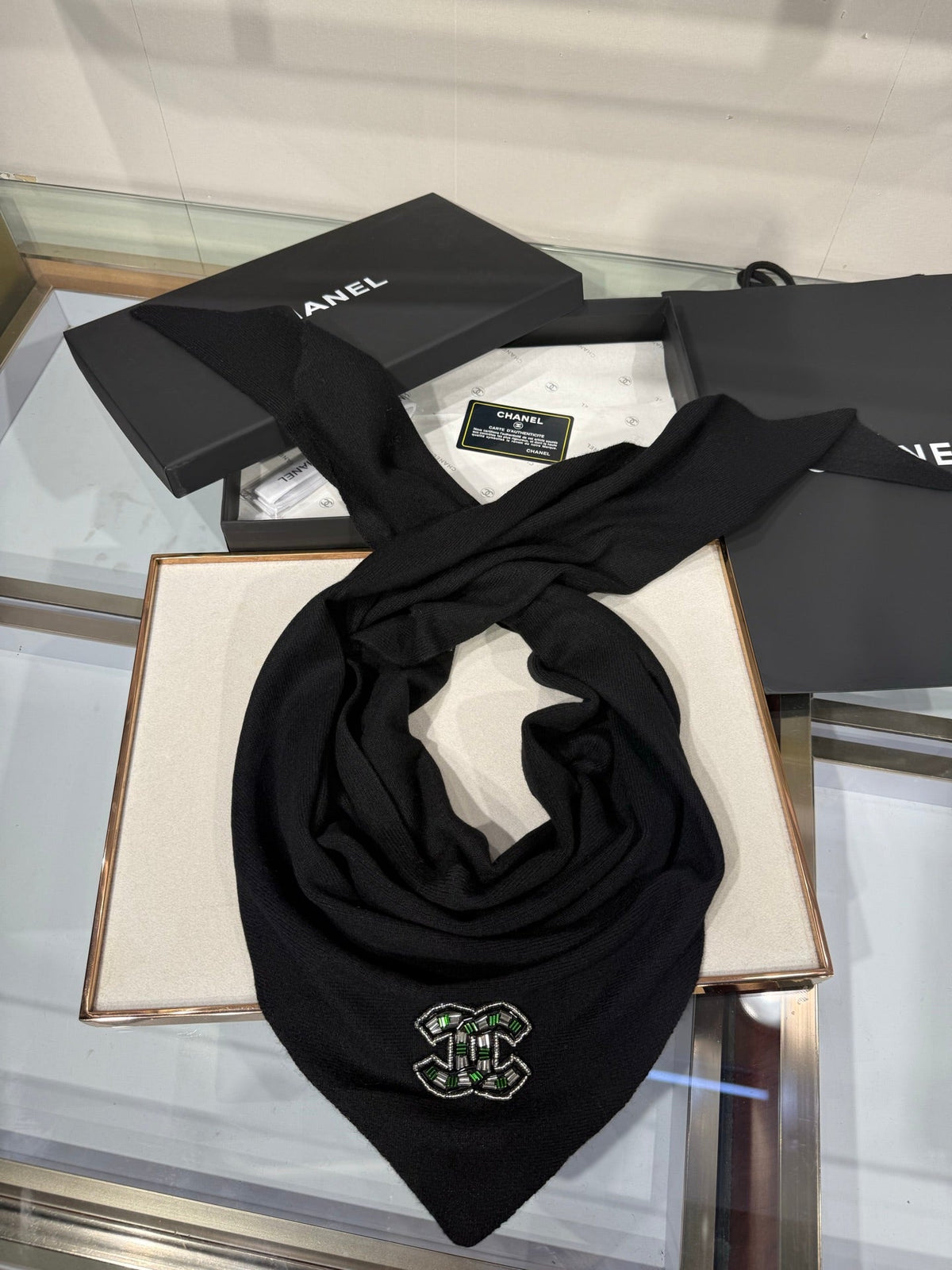Chanel 2026 Logo CC Triangle Scarf 190cm Wool 217109