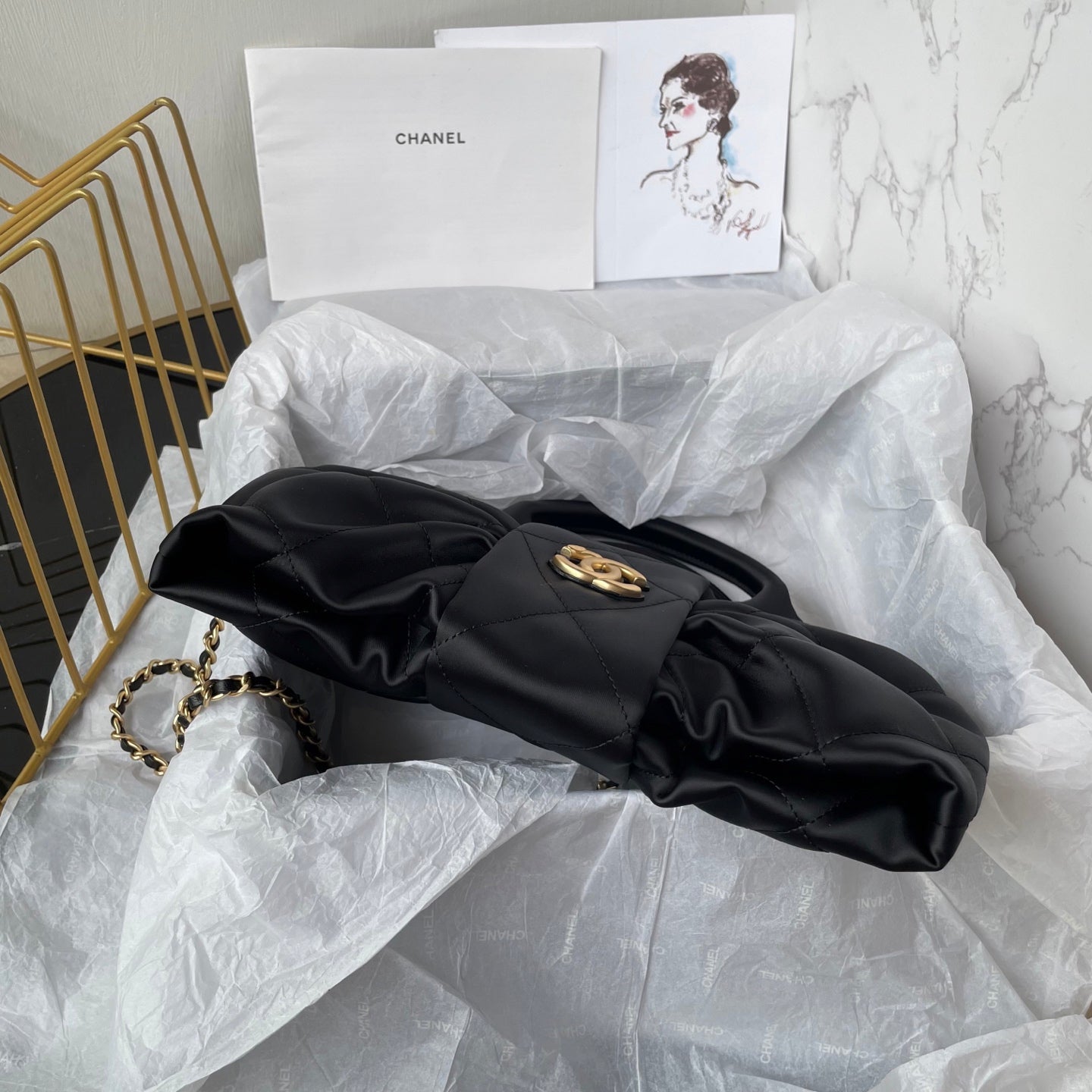CC 25K Mini Bow Bag 26cm Black Canvas