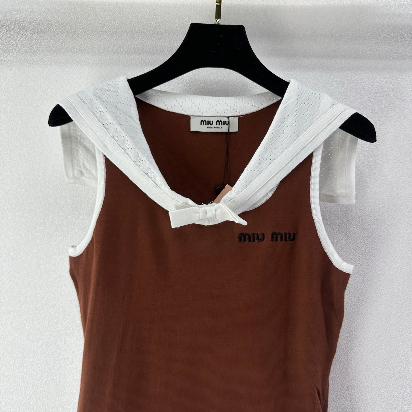 Miumiu 2026 Sailor Collar Bow Short-Sleeve Cotton 395594