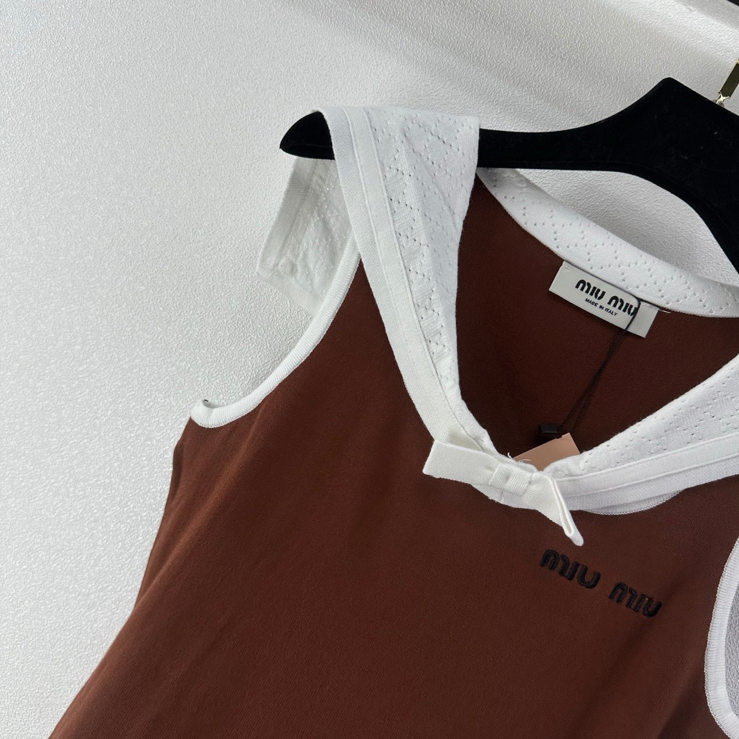 Miumiu 2026 Sailor Collar Bow Short-Sleeve Cotton 395594