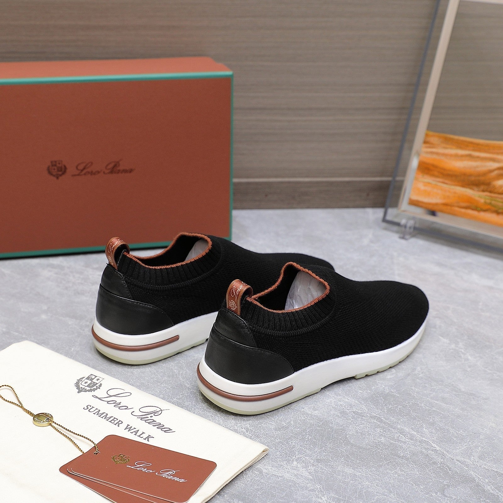 LP lady Flexy Walk Sneaker Black Wool And Calfskin 310446